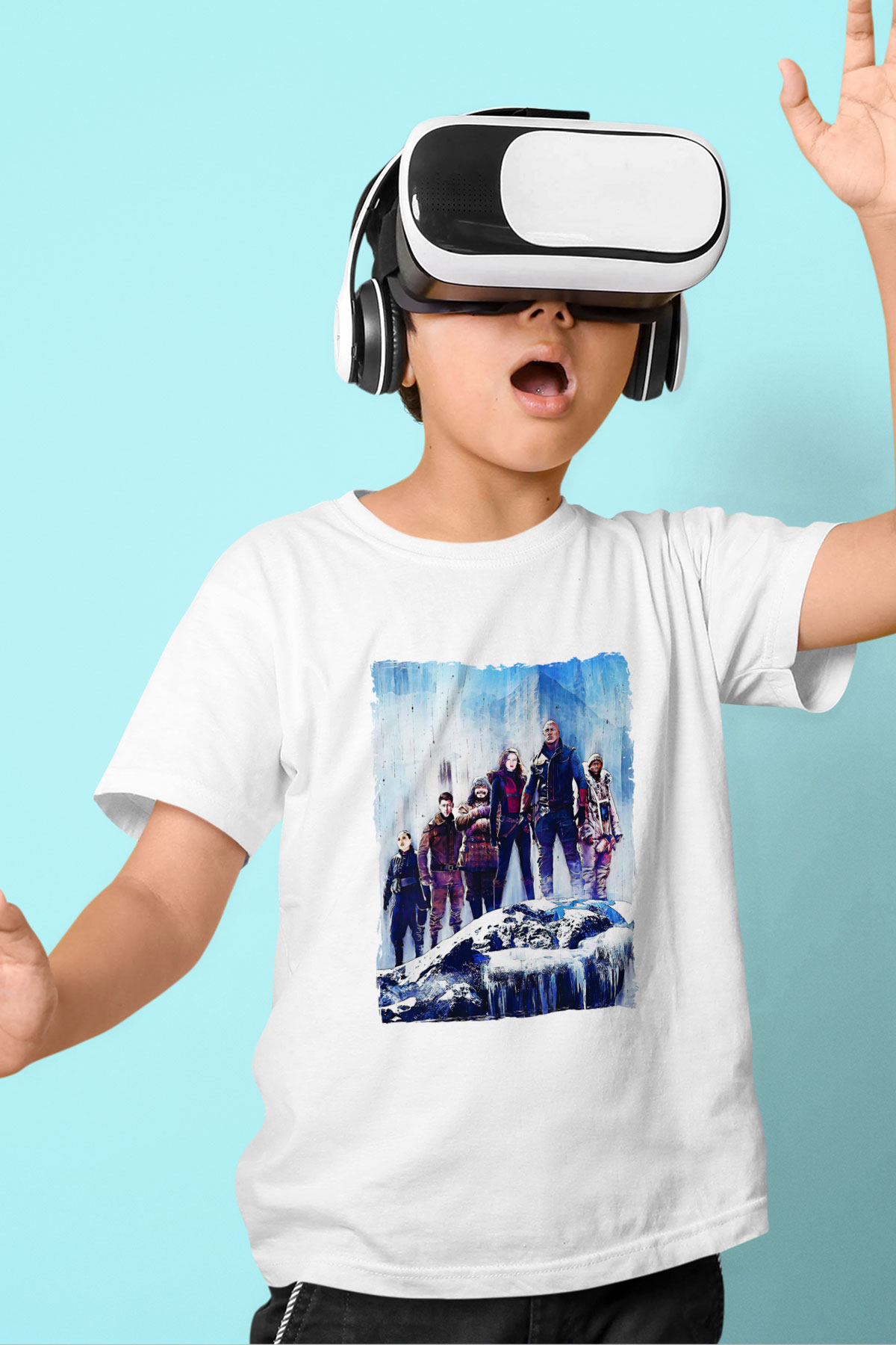 Jumanji Baskılı Beyaz Unisex Beyaz Çocuk Tişört - Tshirt