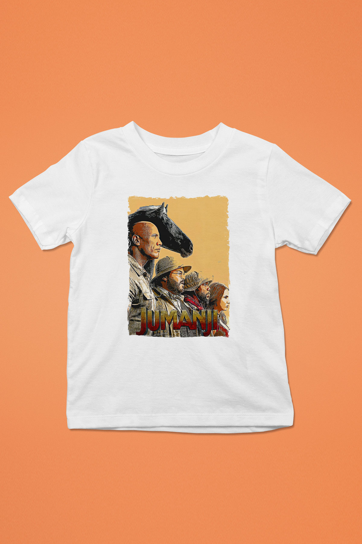Jumanji Baskılı Beyaz Unisex Beyaz Çocuk Tişört - Tshirt