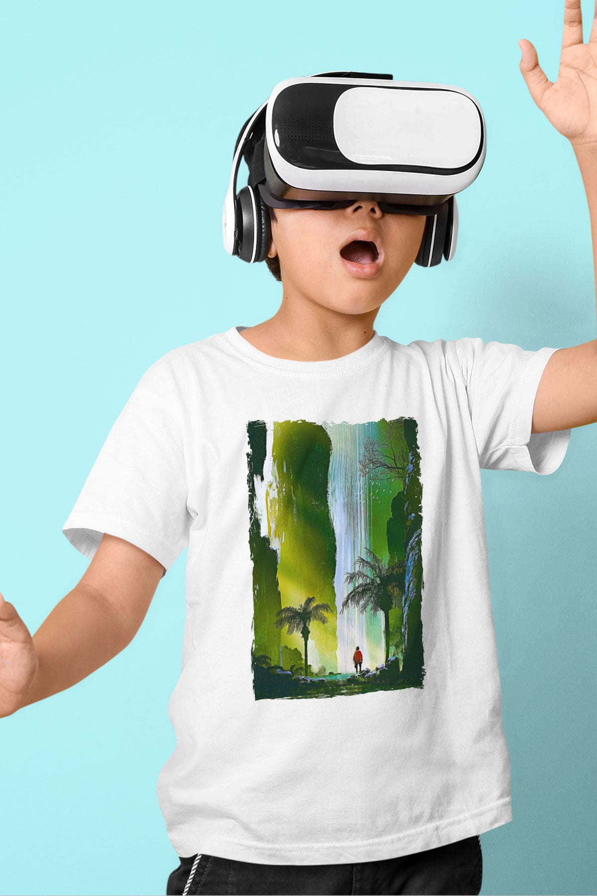 Jumanji Baskılı Beyaz Unisex Beyaz Çocuk Tişört - Tshirt