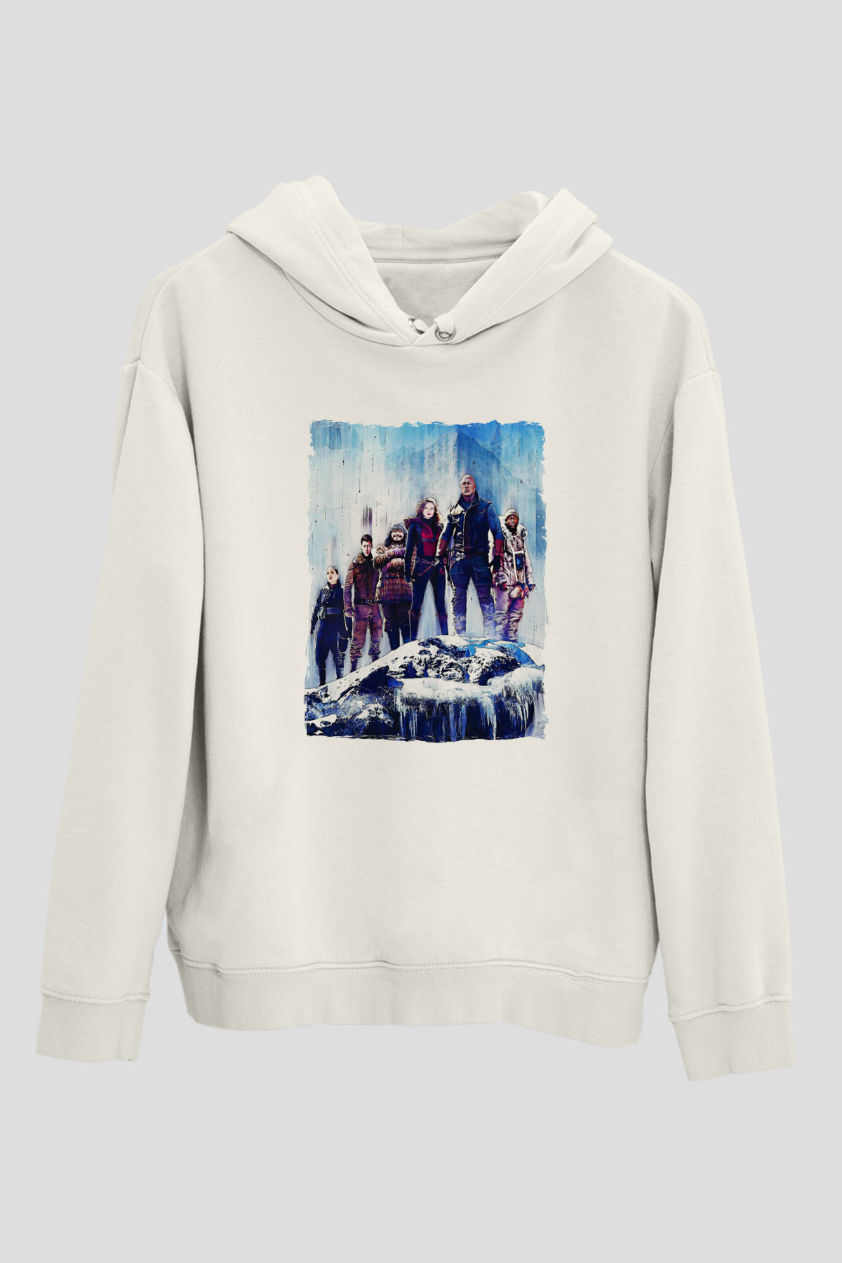 Jumanji Baskılı Beyaz Unisex Hoodie