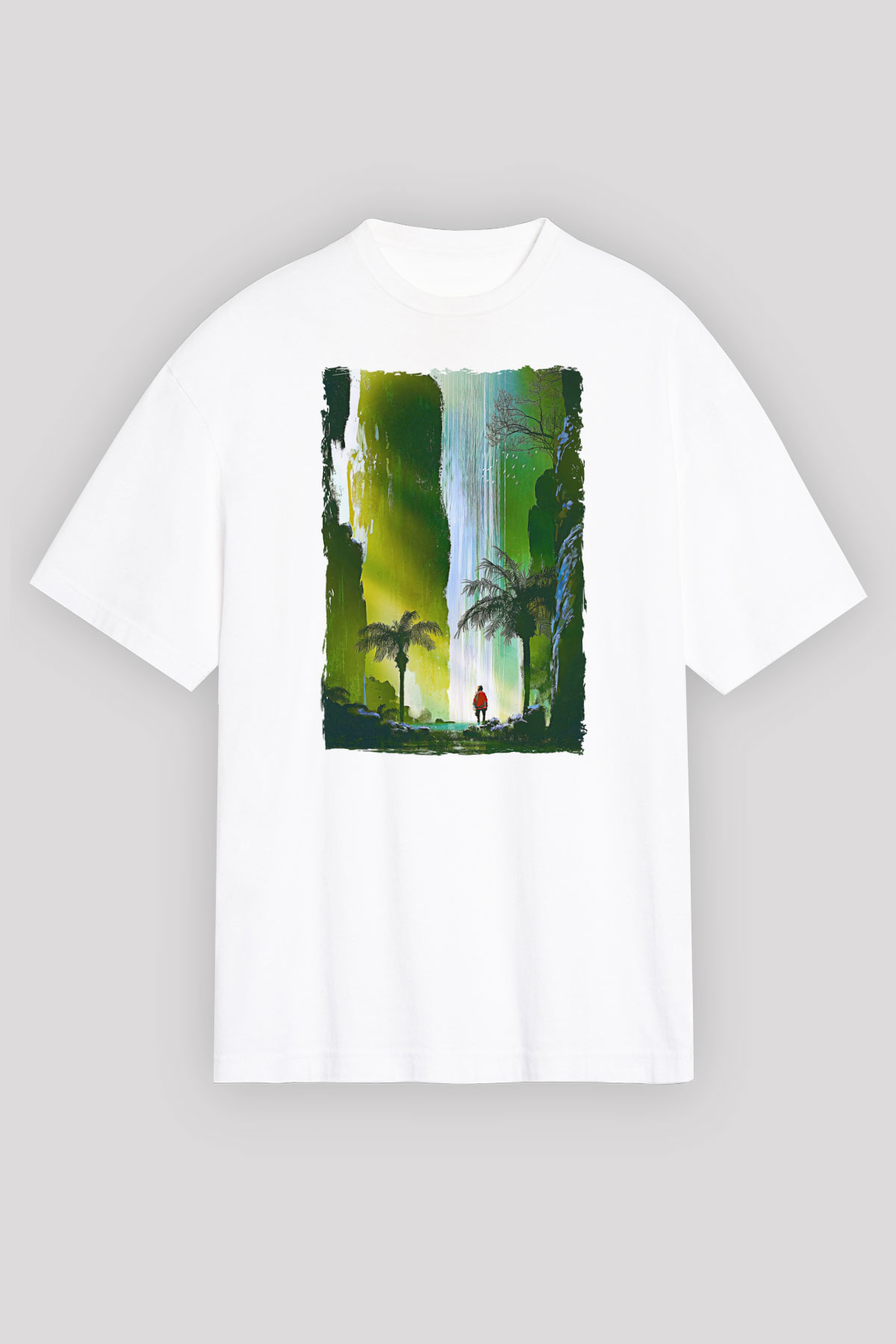 Jumanji Baskılı Beyaz Unisex Oversize Tişört - Tshirt