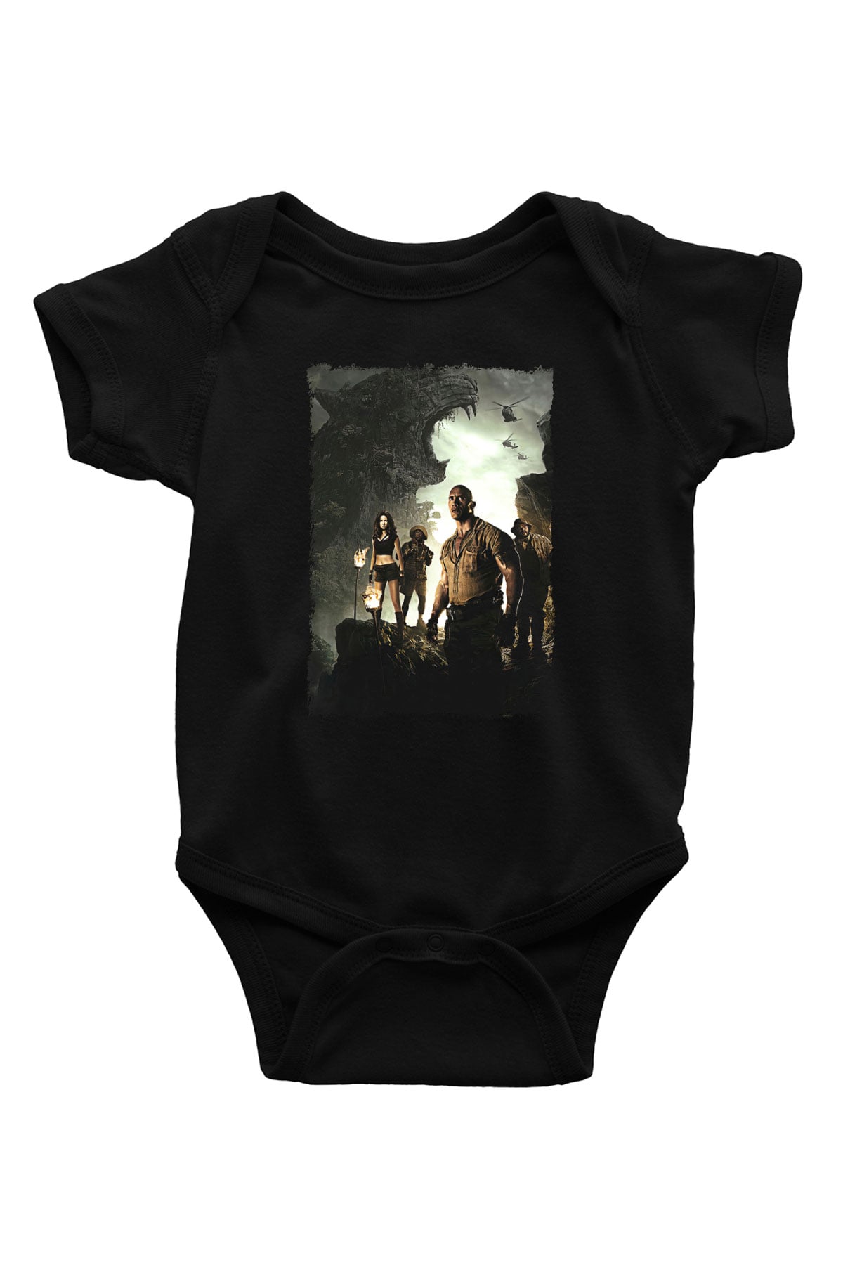Jumanji Baskılı Unisex Siyah Bebek Body - Zıbın