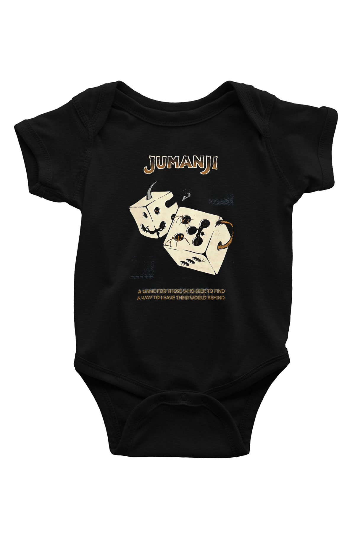 Jumanji Baskılı Unisex Siyah Bebek Body - Zıbın