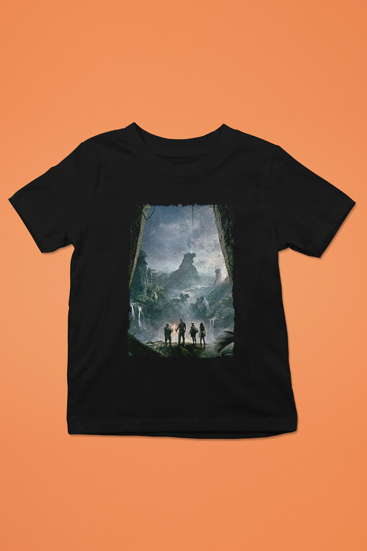 Jumanji Baskılı Unisex Siyah Çocuk Tişört - Tshirt