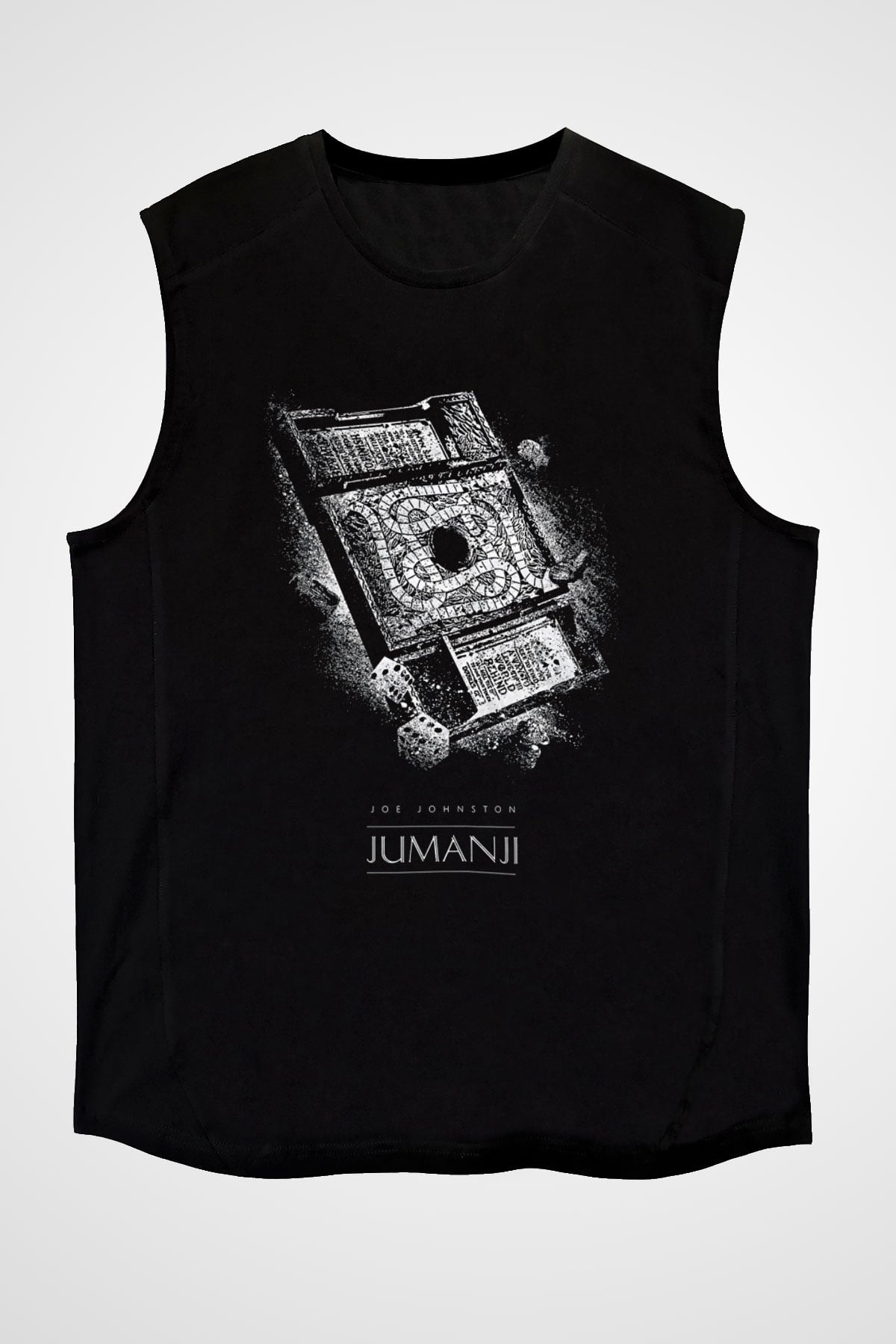 Jumanji Baskılı Unisex Siyah Kolsuz Tişört - Tshirt