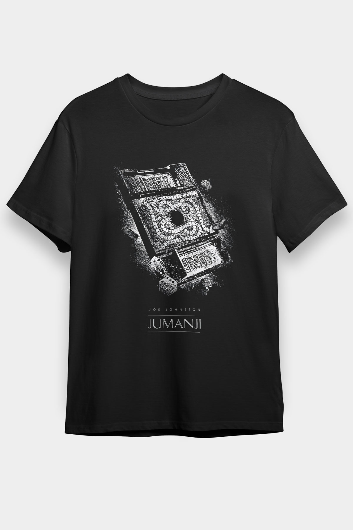 Jumanji Baskılı Unisex Siyah Tişört - Tshirt