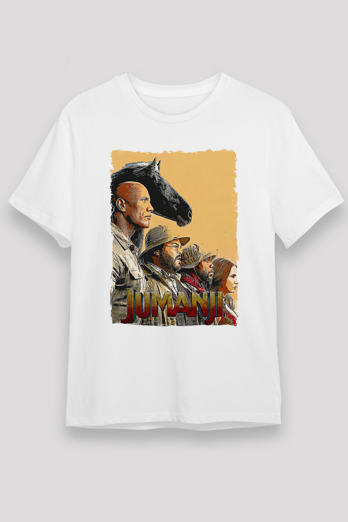 Jumanji Unisex Baskılı Beyaz Tişört - Tshirt