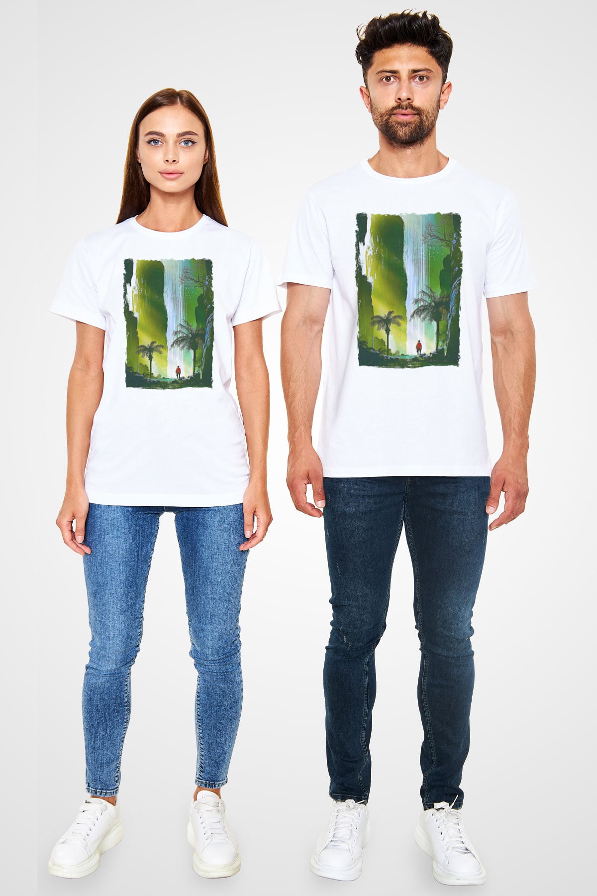 Jumanji Unisex Baskılı Beyaz Tişört - Tshirt