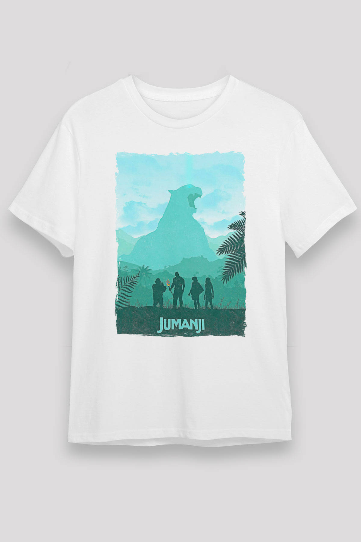 Jumanji Unisex Baskılı Beyaz Tişört - Tshirt