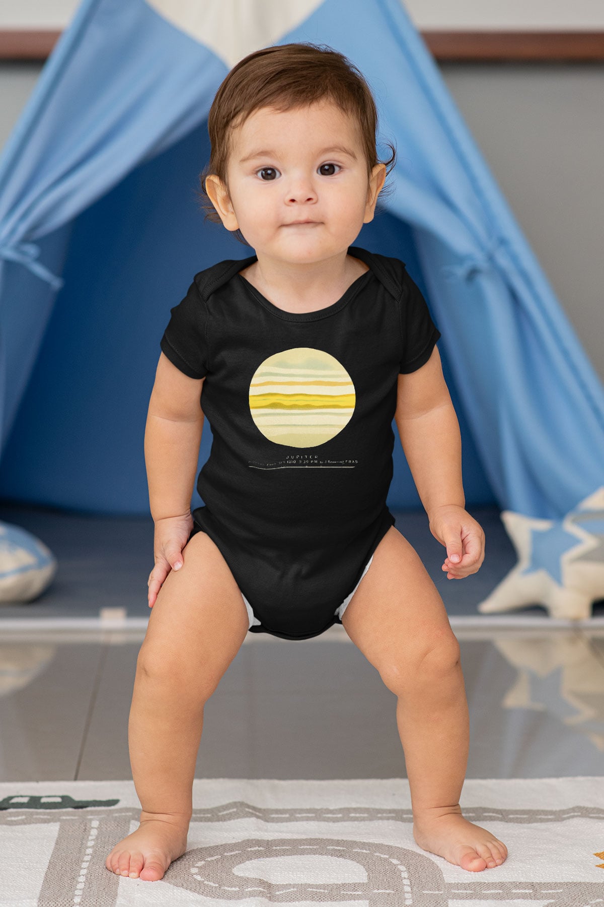 Jüpiter Baskılı Siyah Bebek Body - Zıbın