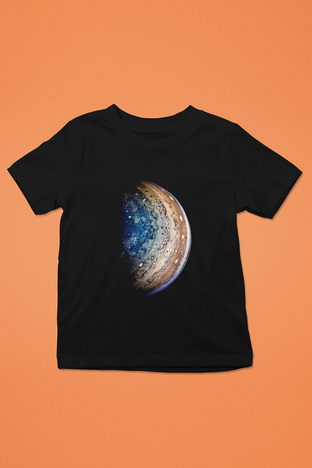 Jüpiter Baskılı Siyah Unisex Çocuk Tişört