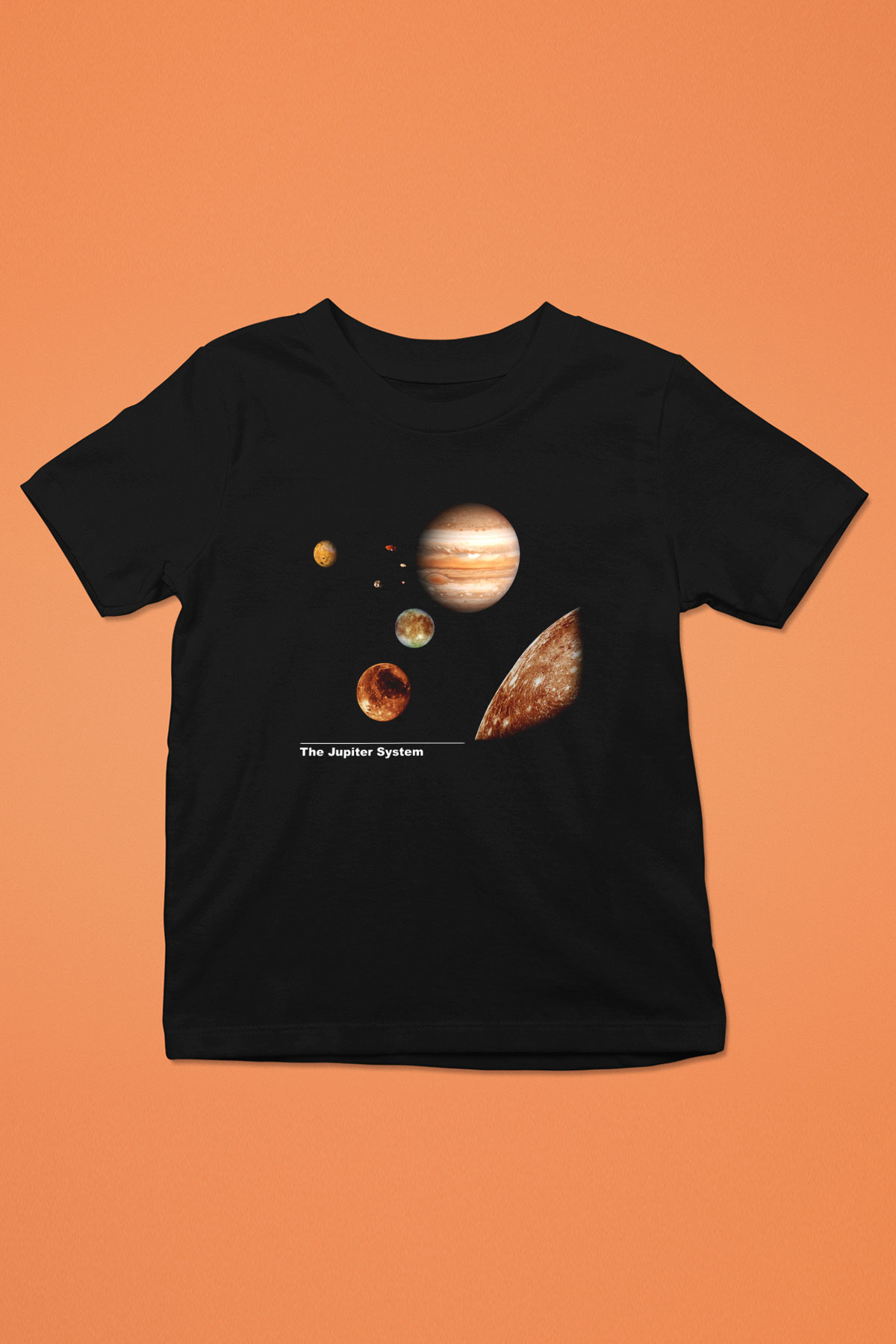 Jüpiter Baskılı Siyah Unisex Çocuk Tişört