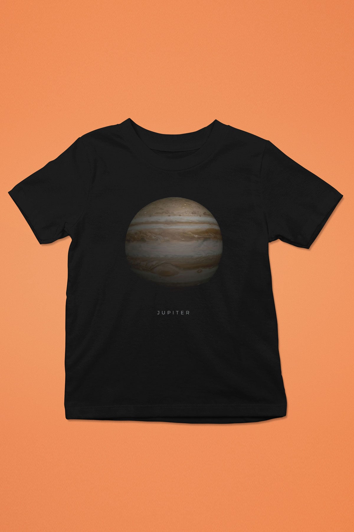 Jüpiter Gezegeni Baskılı Unisex Siyah Çocuk Tişörtü - Tshirt