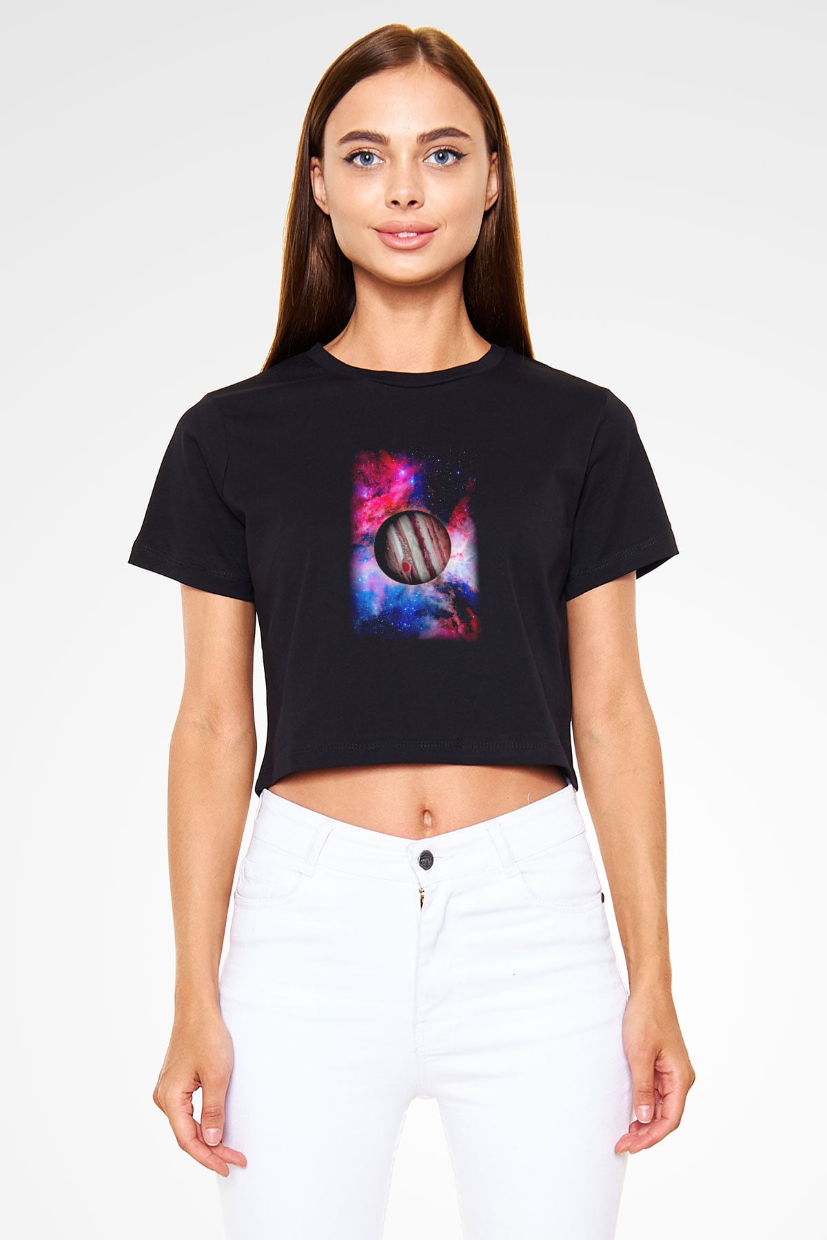 Jüpiter Siyah Crop Top Tişört