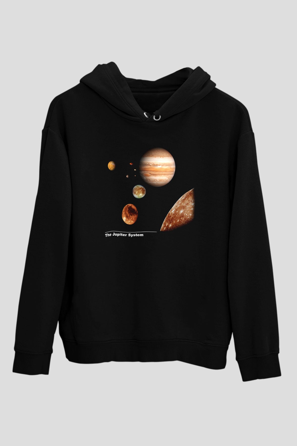 Jüpiter Siyah Unisex Kapüşonlu Sweatshirt