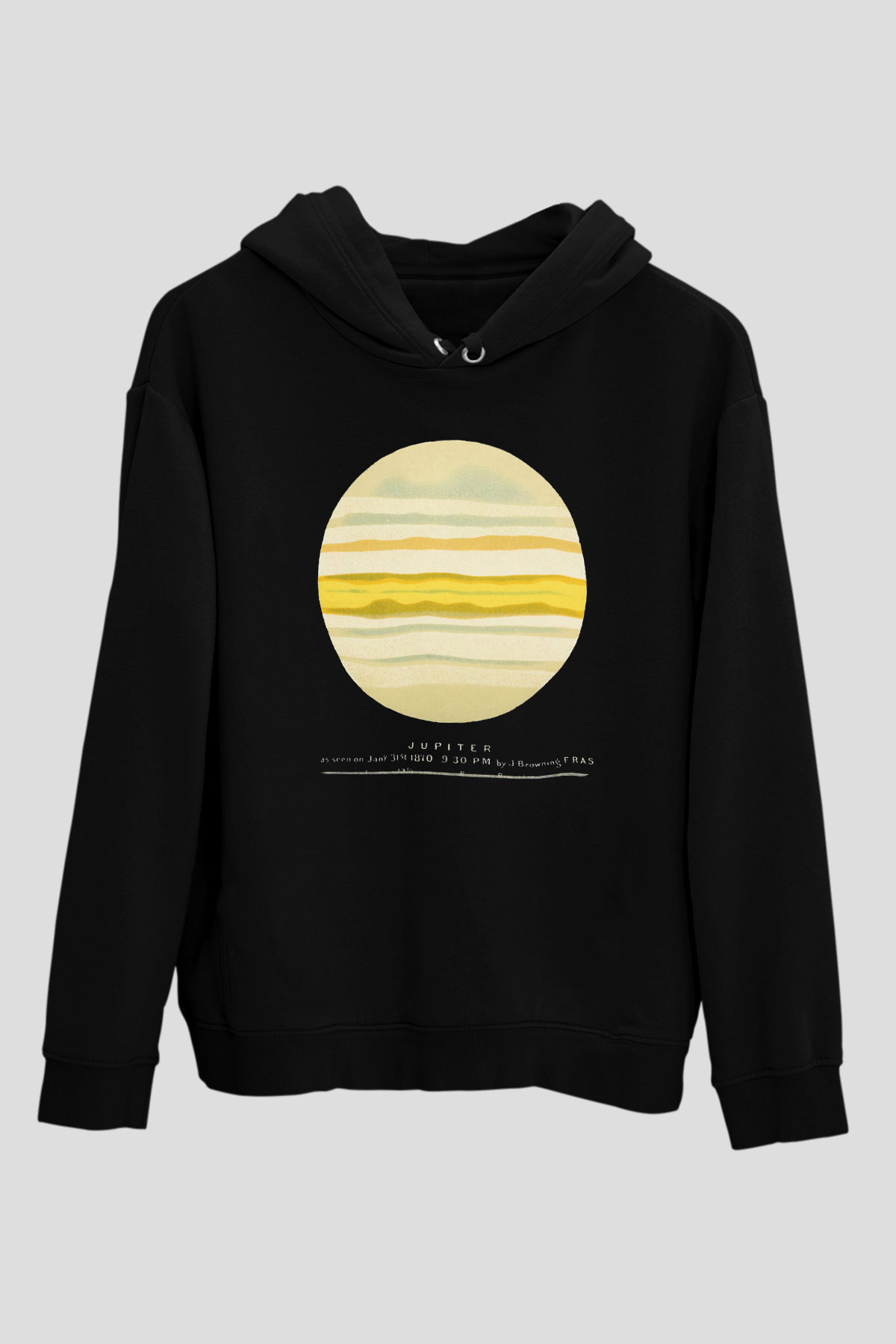 Jüpiter Siyah Unisex Kapüşonlu Sweatshirt