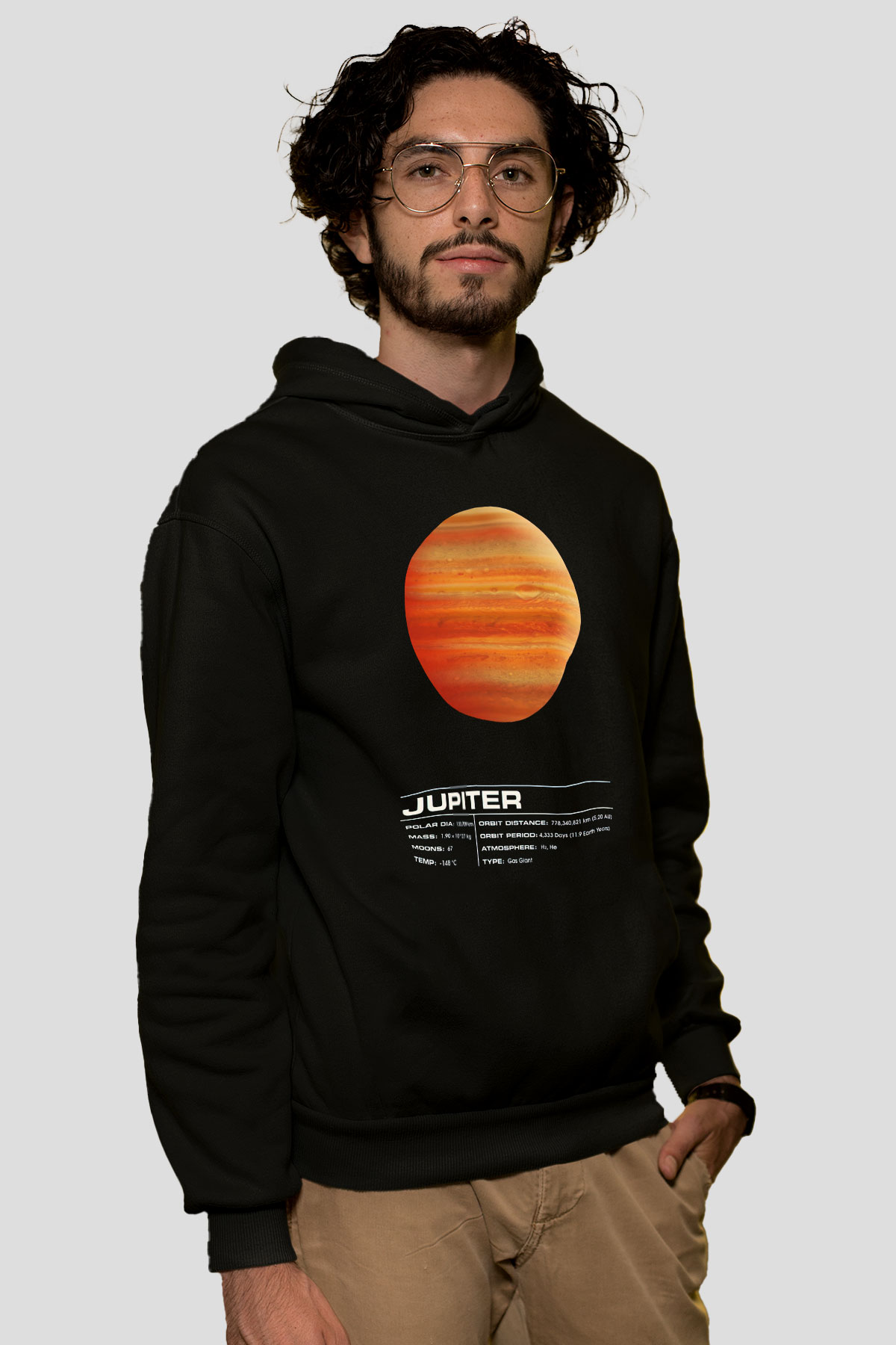 Jüpiter Siyah Unisex Kapüşonlu Sweatshirt
