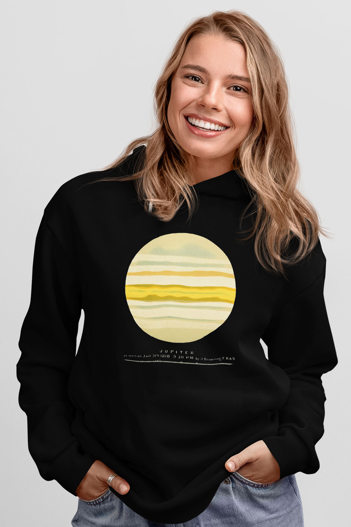 Jüpiter Siyah Unisex Kapüşonlu Sweatshirt