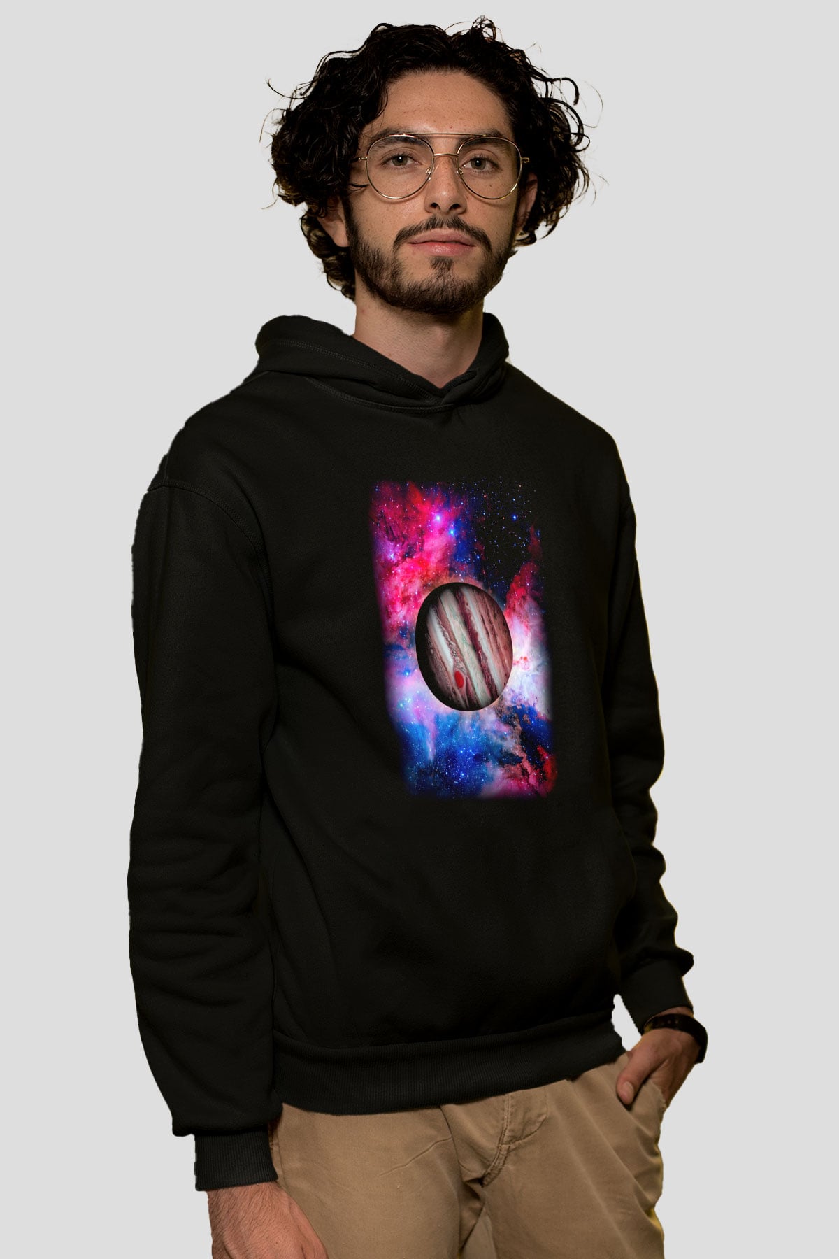 Jüpiter Siyah Unisex Kapüşonlu Sweatshirt