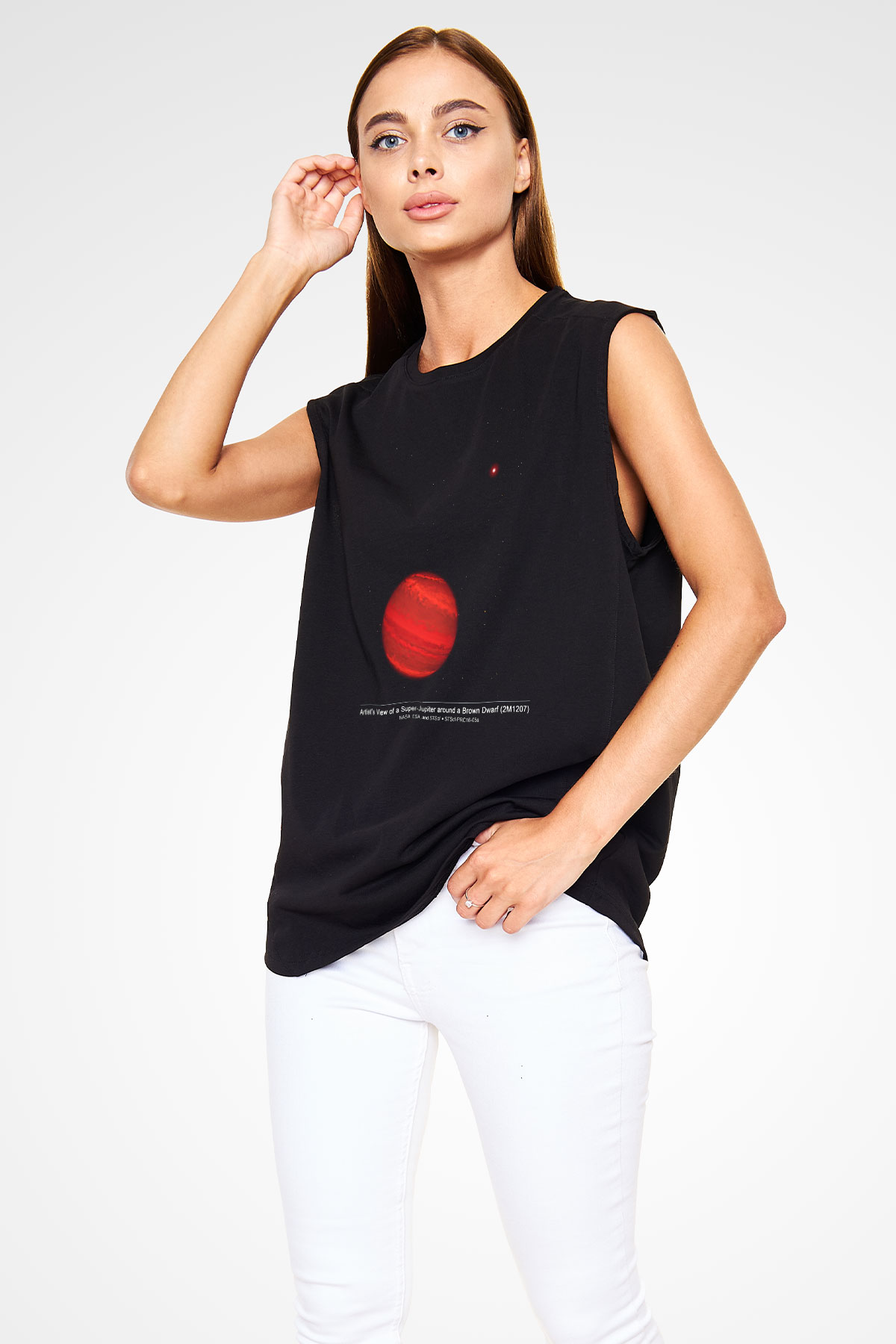Jüpiter Siyah Unisex Kolsuz Tişört
