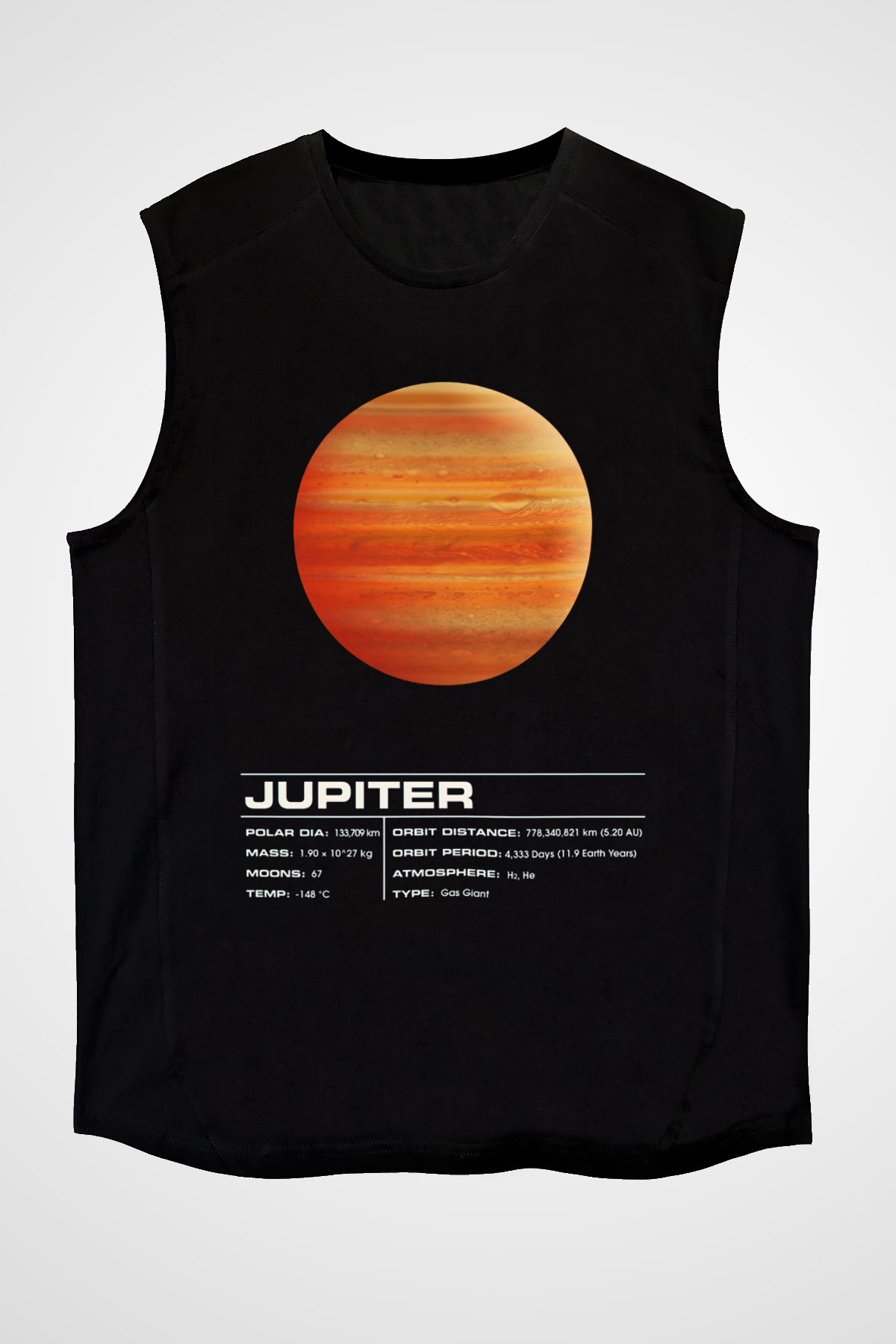 Jüpiter Siyah Unisex Kolsuz Tişört