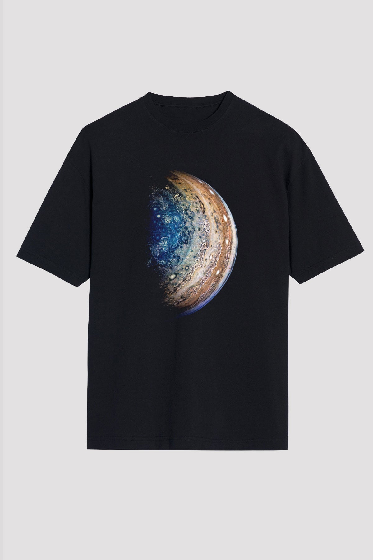 Jüpiter Siyah Unisex Oversize Tişört T-Shirt