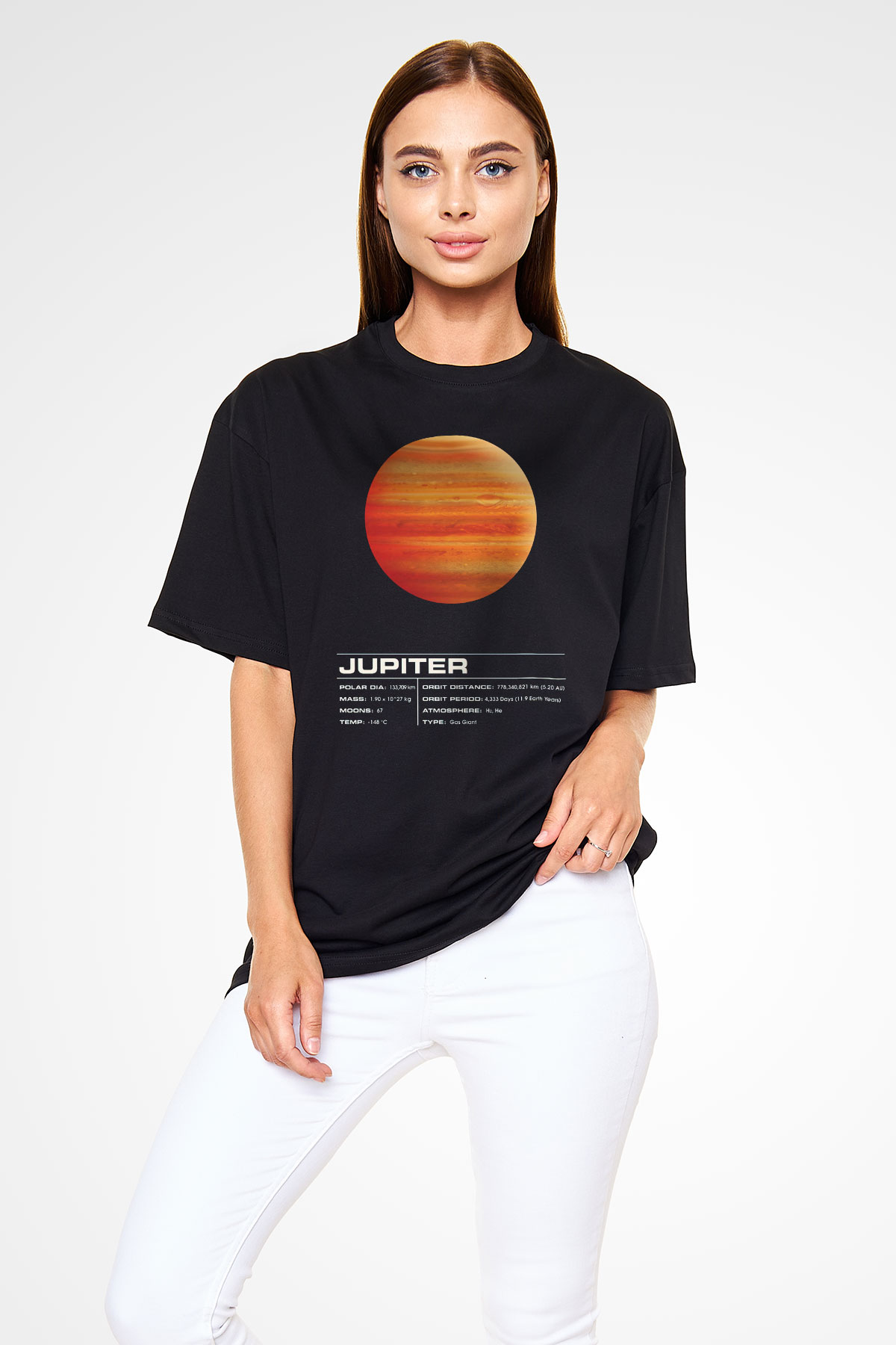 Jüpiter Siyah Unisex Oversize Tişört T-Shirt