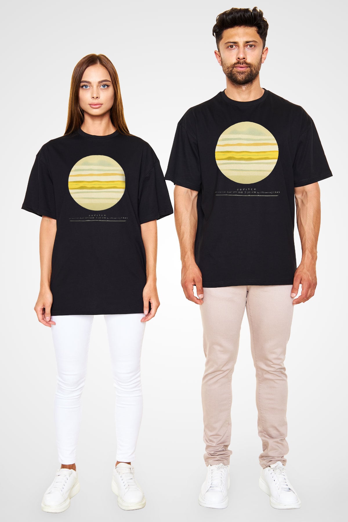 Jüpiter Siyah Unisex Oversize Tişört T-Shirt