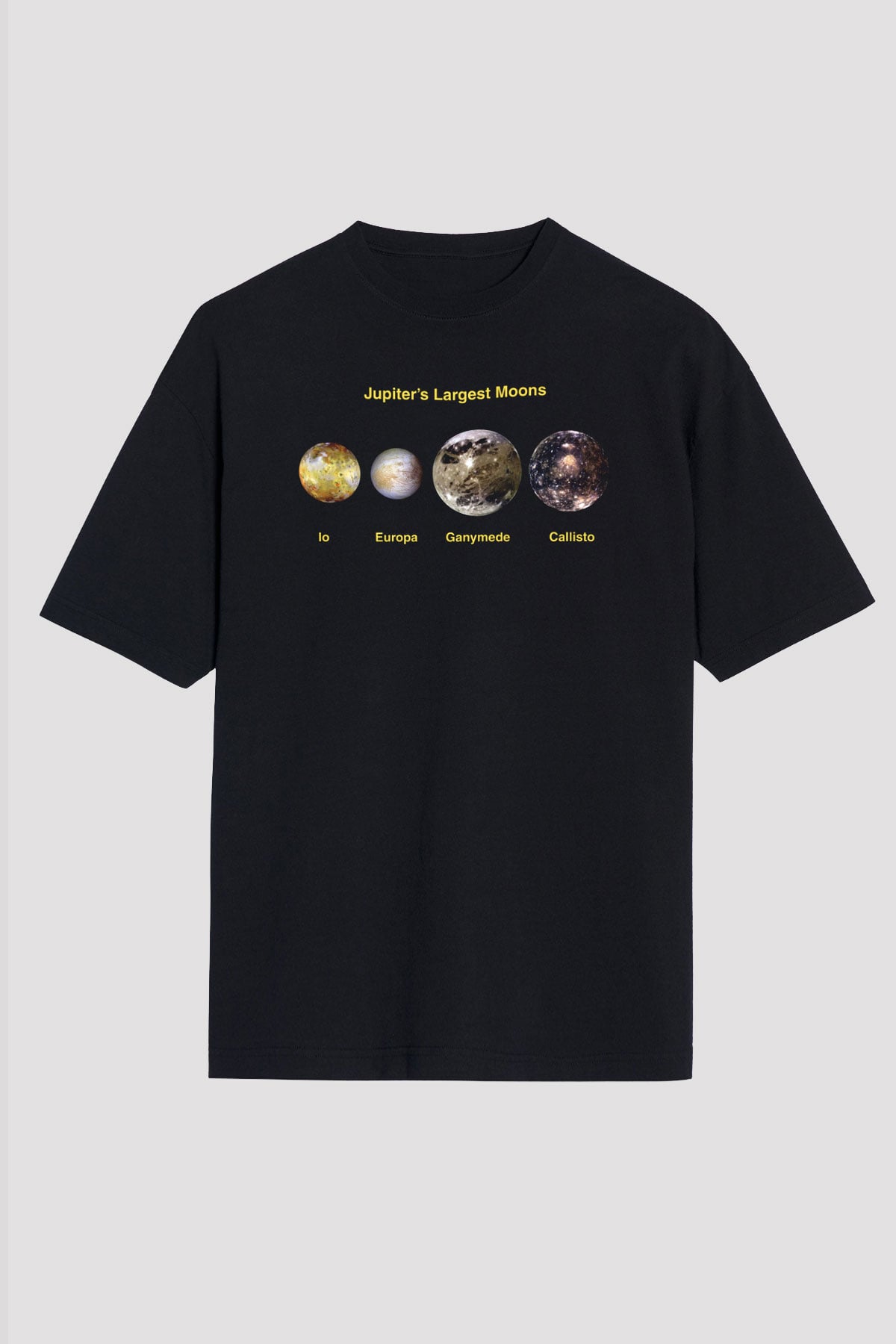 Jüpiter Siyah Unisex Oversize Tişört T-Shirt
