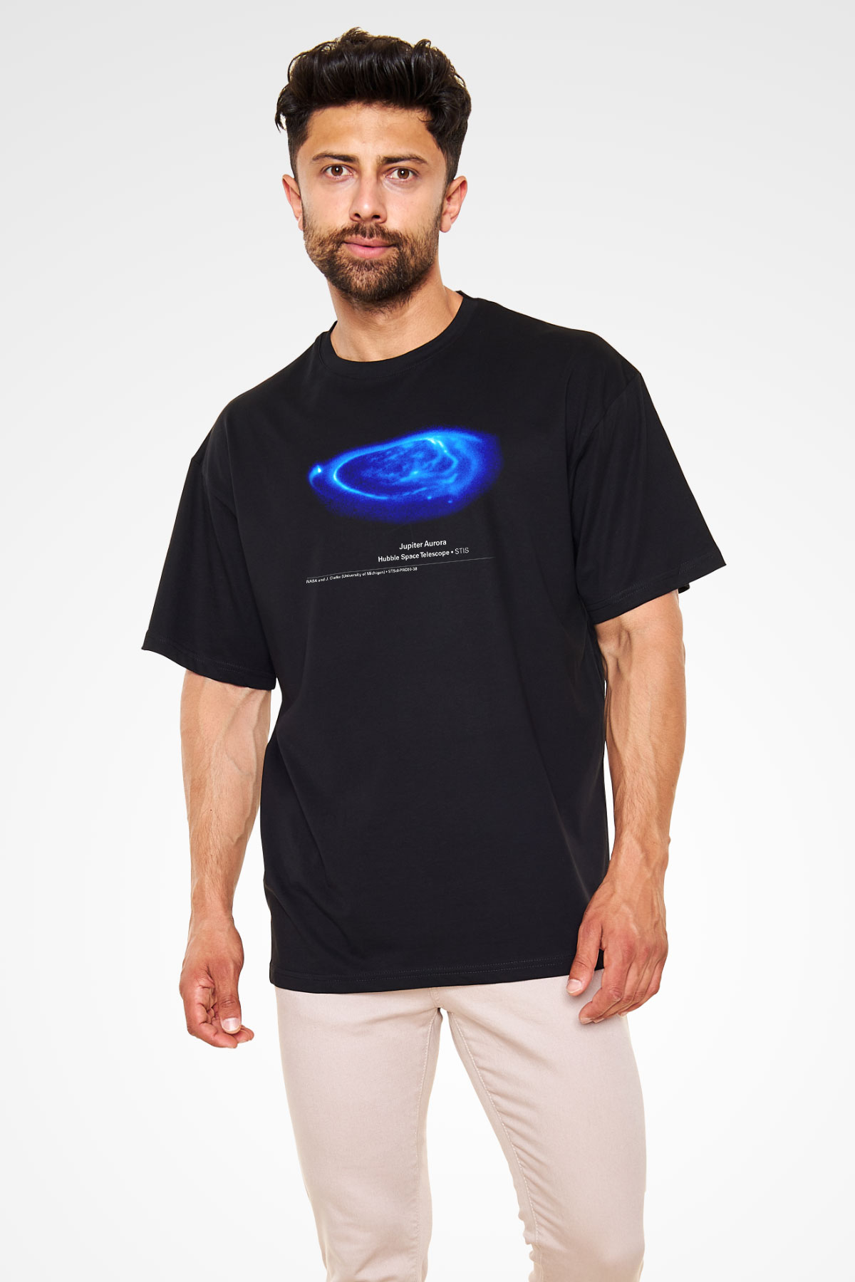 Jüpiter Siyah Unisex Oversize Tişört T-Shirt