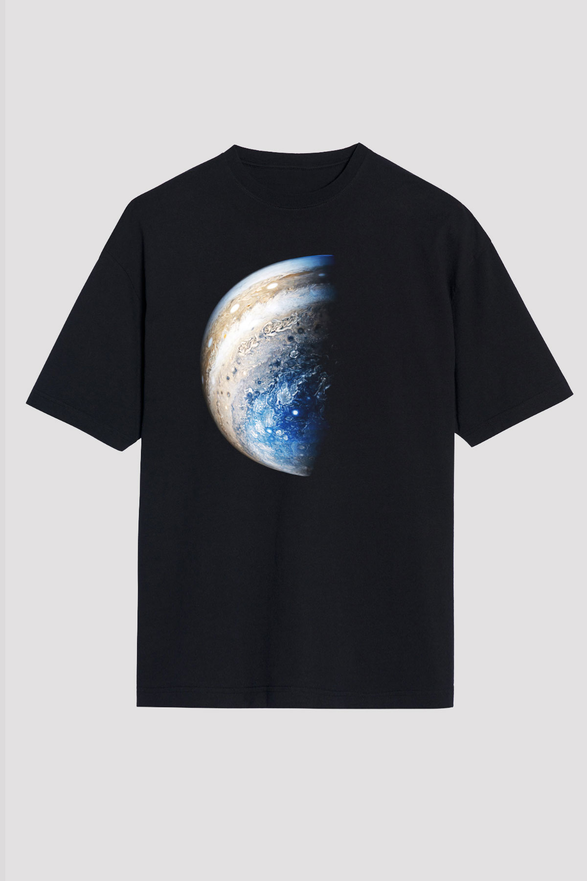 Jüpiter Siyah Unisex Oversize Tişört T-Shirt