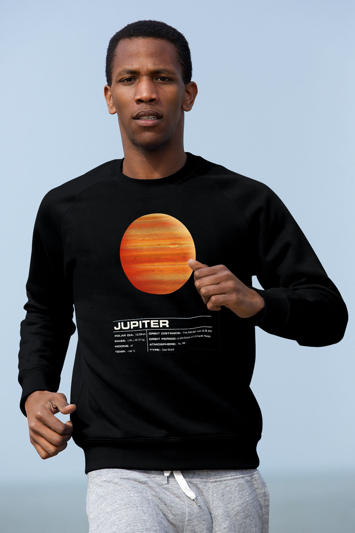 Jüpiter Siyah Unisex Sweatshirt