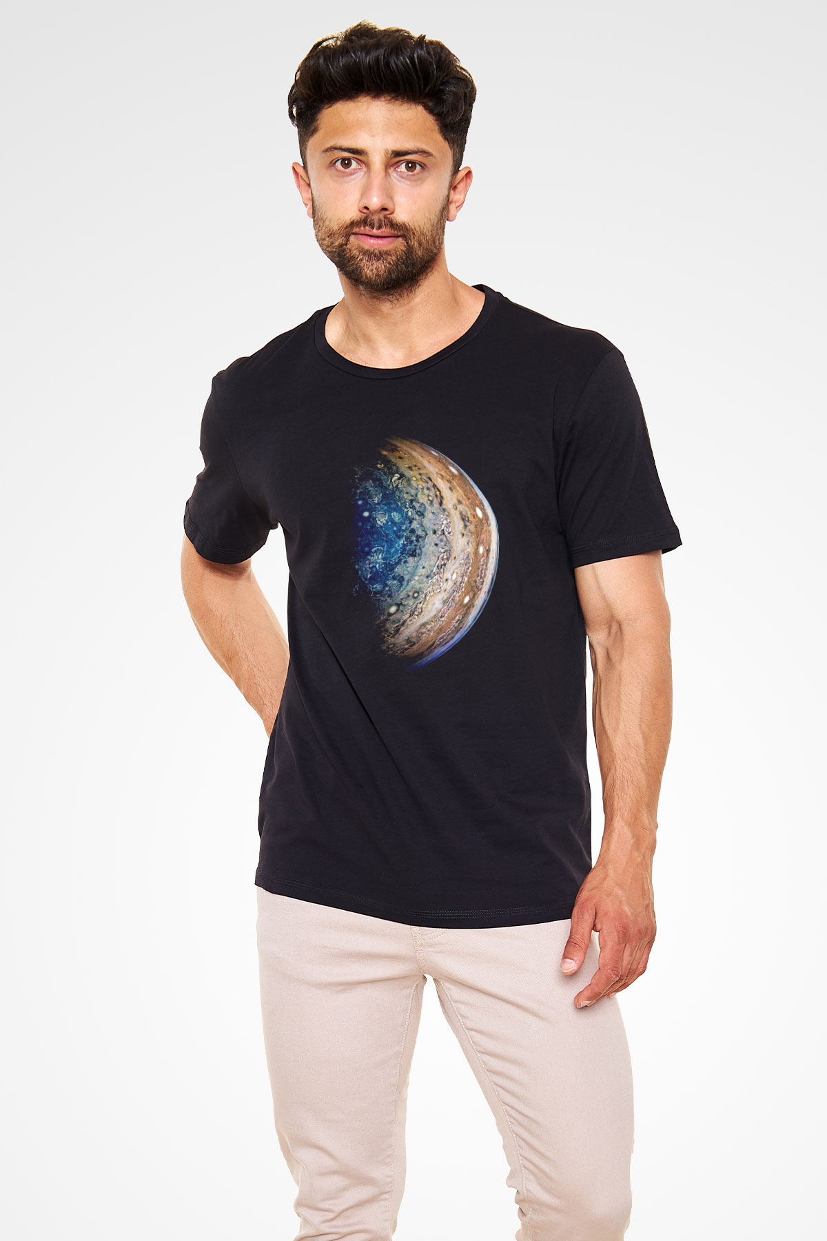 Jüpiter Siyah Unisex Tişört T-Shirt - TişörtFabrikası