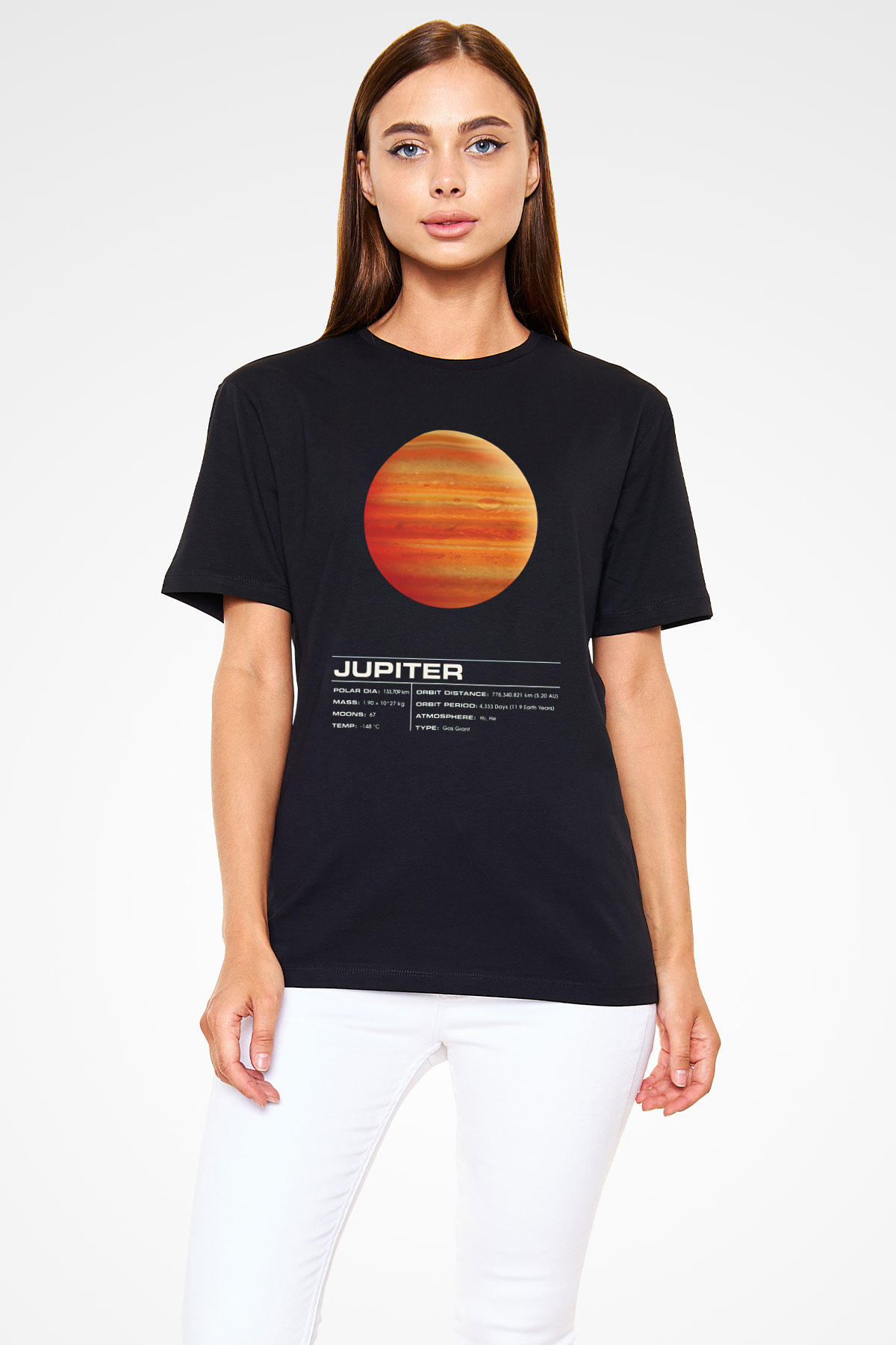 Jüpiter Siyah Unisex Tişört T-Shirt - TişörtFabrikası