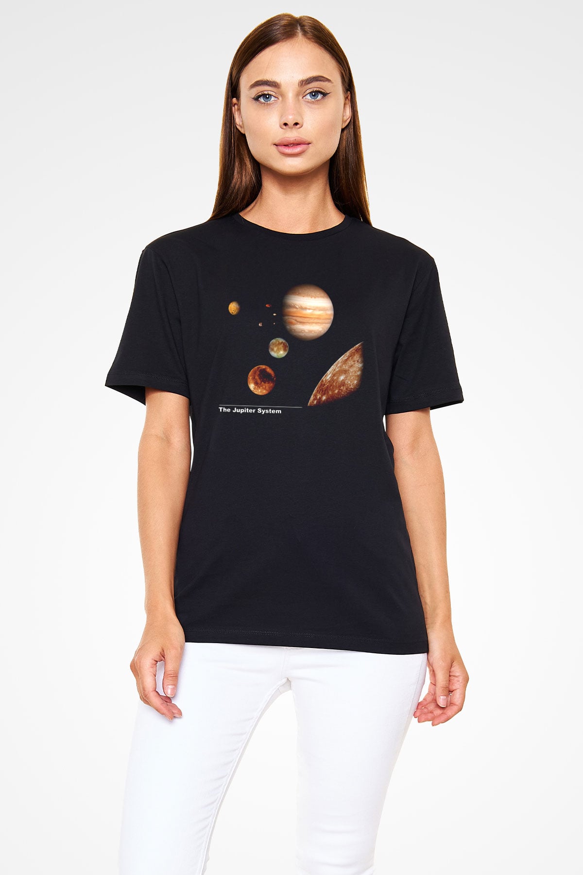 Jüpiter Siyah Unisex Tişört T-Shirt - TişörtFabrikası