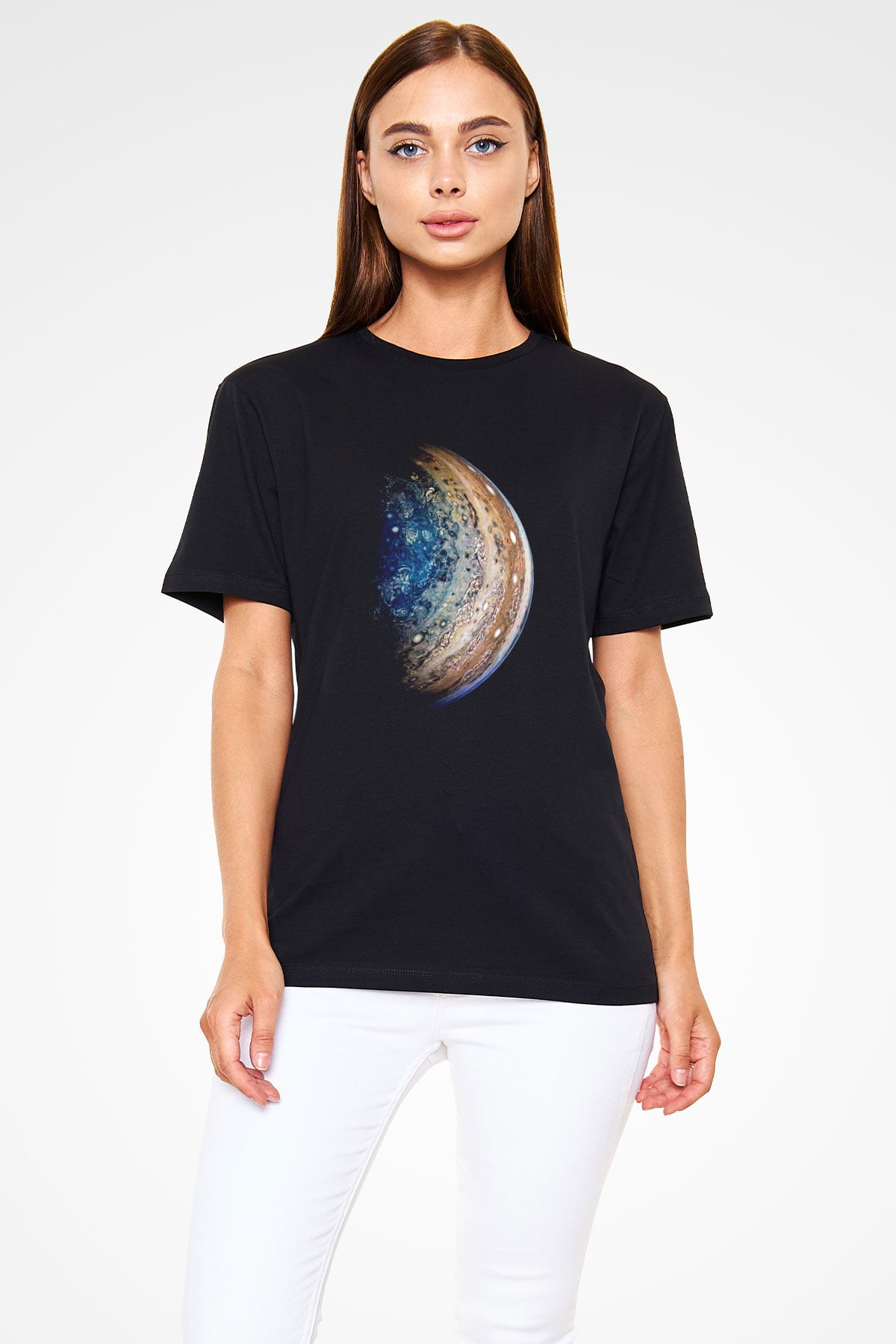 Jüpiter Siyah Unisex Tişört T-Shirt - TişörtFabrikası