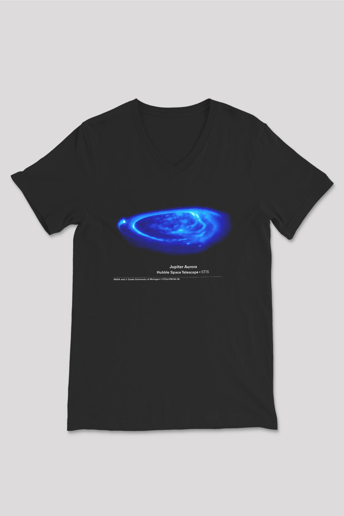 Jüpiter Siyah Unisex V Yaka Tişört T-Shirt