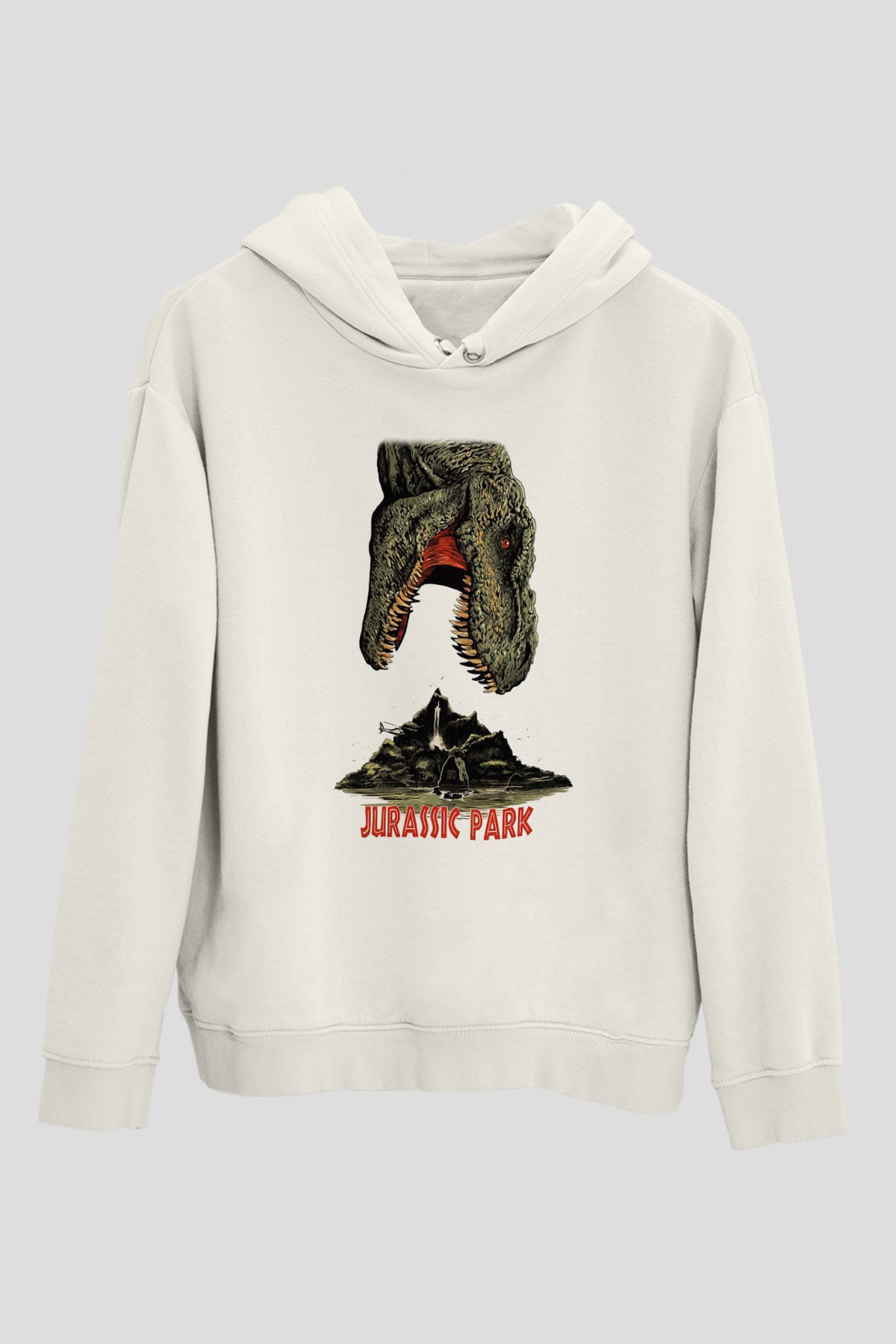 Jurassic Park Beyaz Unisex Hoodie