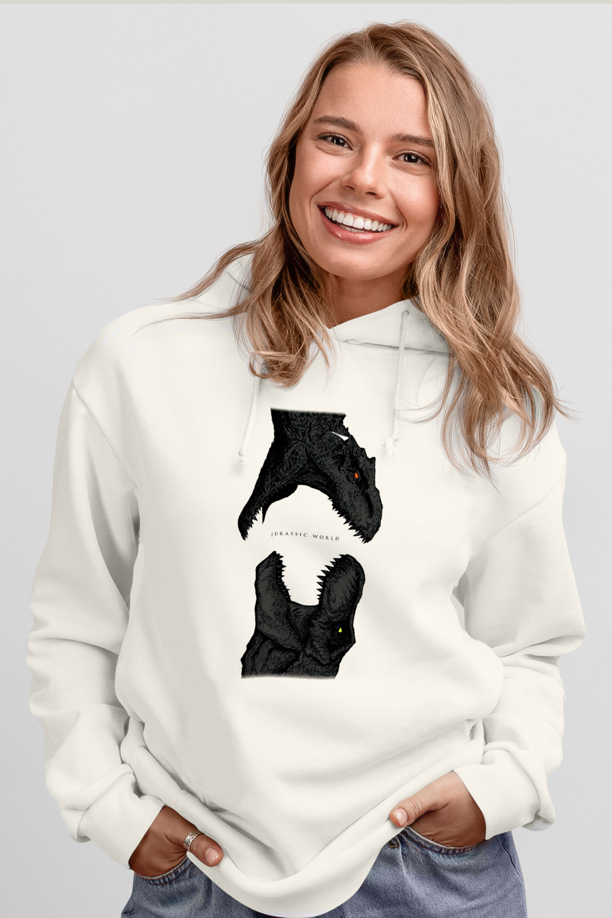Jurassic Park Beyaz Unisex Hoodie
