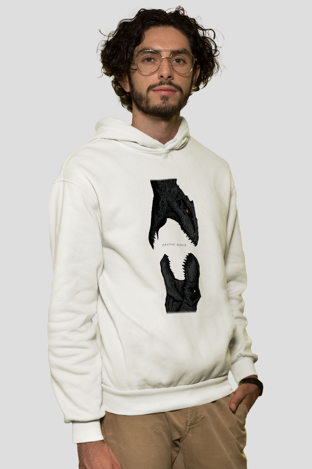 Jurassic Park Beyaz Unisex Hoodie
