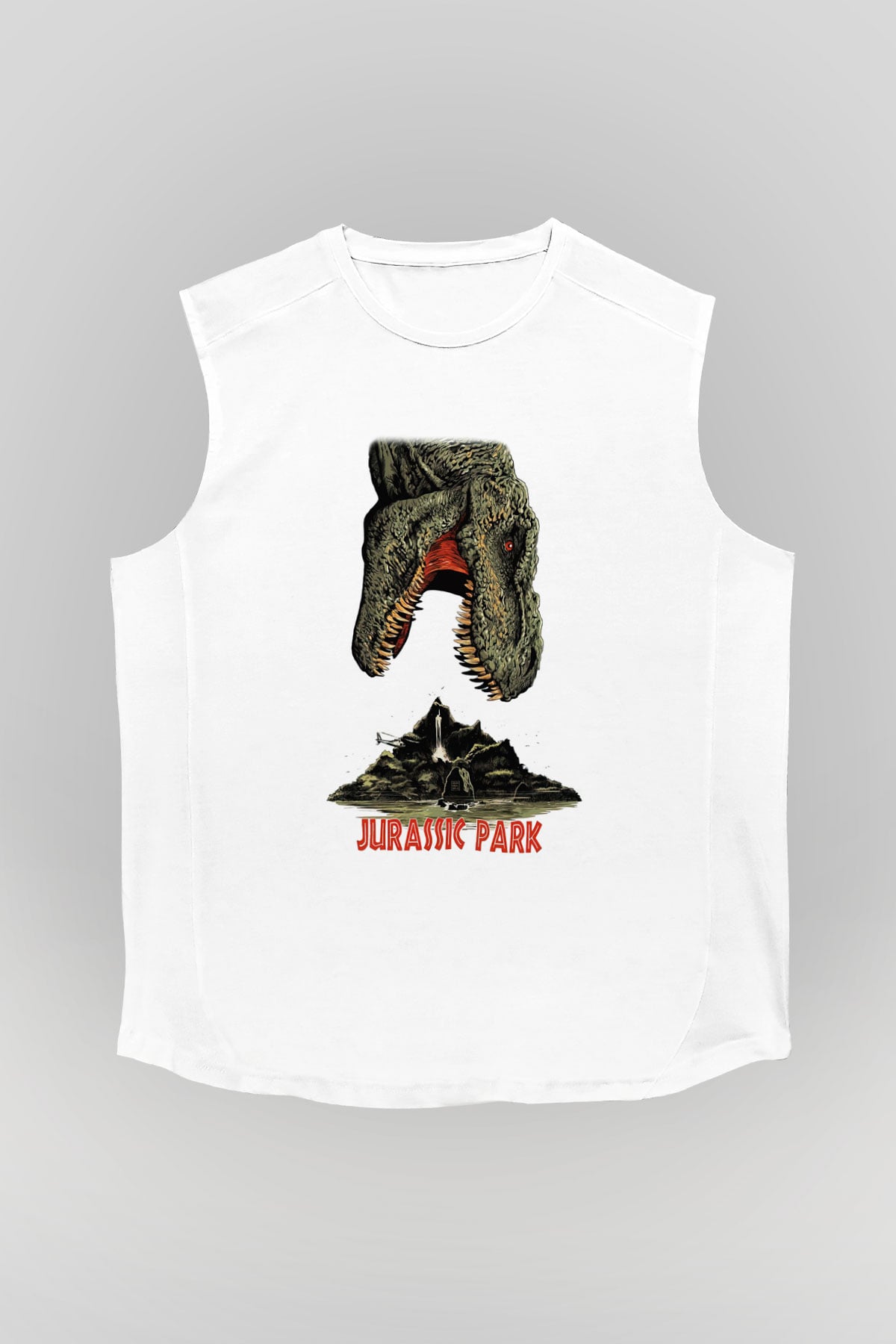 Jurassic Park Beyaz Unisex Kolsuz Tişört