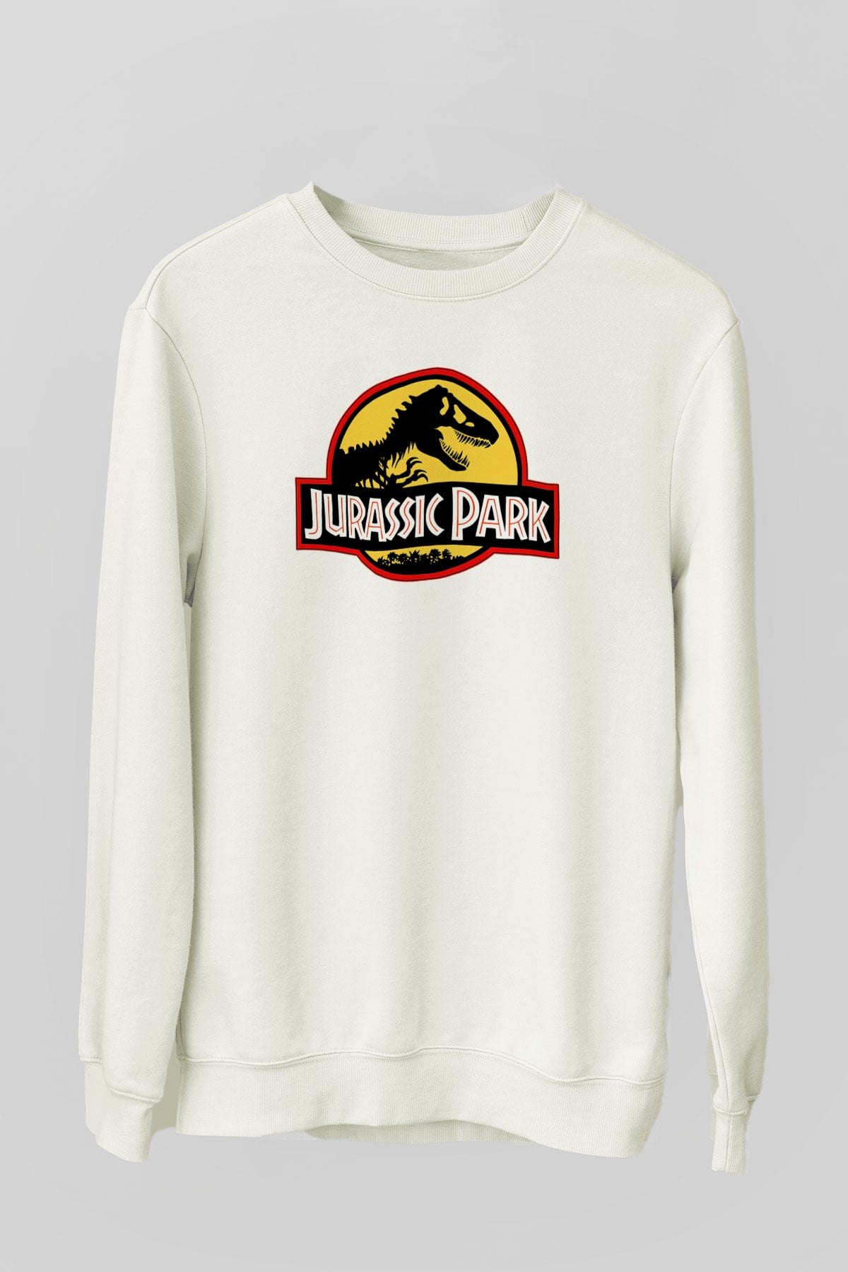 Jurassic Park Beyaz Unisex Sweatshirt