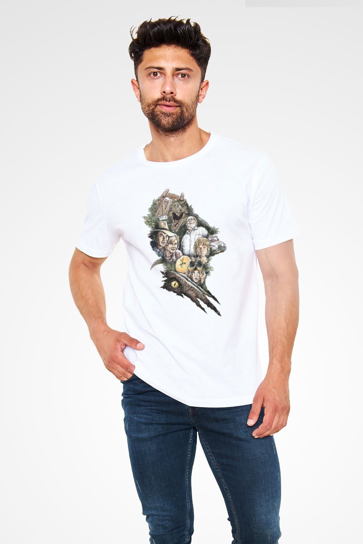 Jurassic Park Beyaz Unisex Tişört T-Shirt