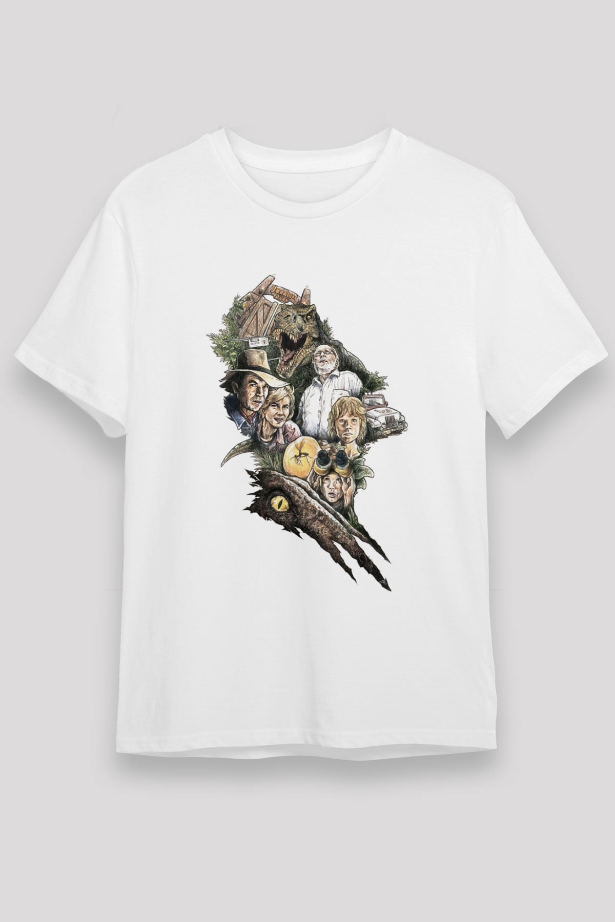 Jurassic Park Beyaz Unisex Tişört T-Shirt