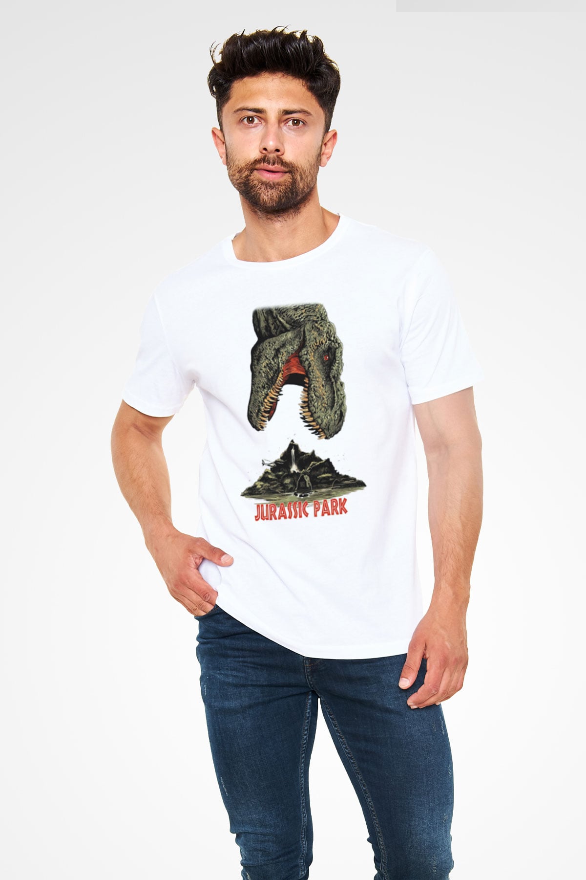 Jurassic Park Beyaz Unisex Tişört T-Shirt