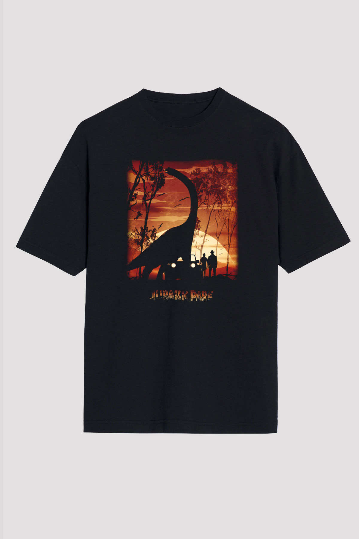 Jurassic Park Siyah Unisex Oversize Tişört T-Shirt
