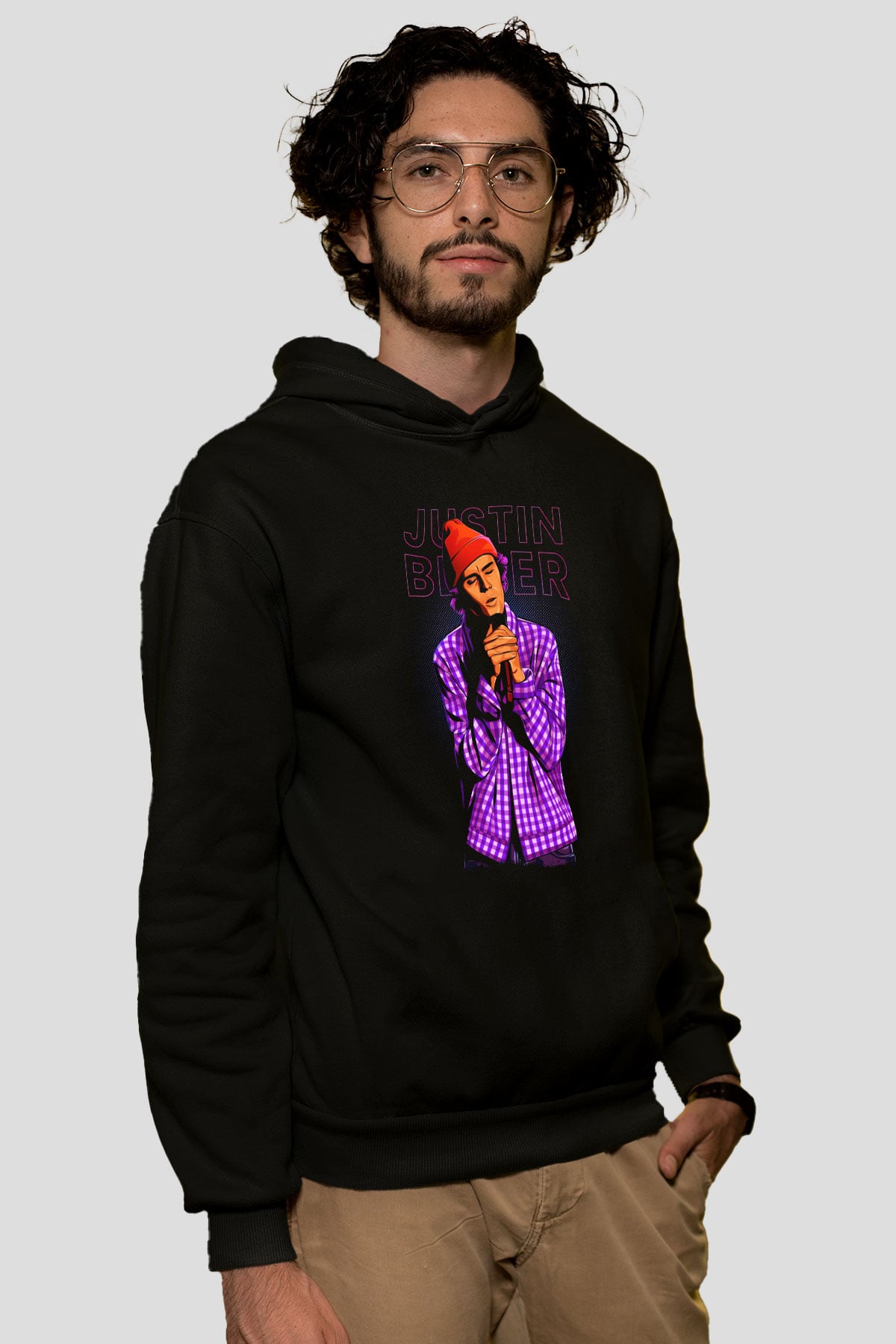 Justin Bieber Siyah Unisex Kapüşonlu Sweatshirt