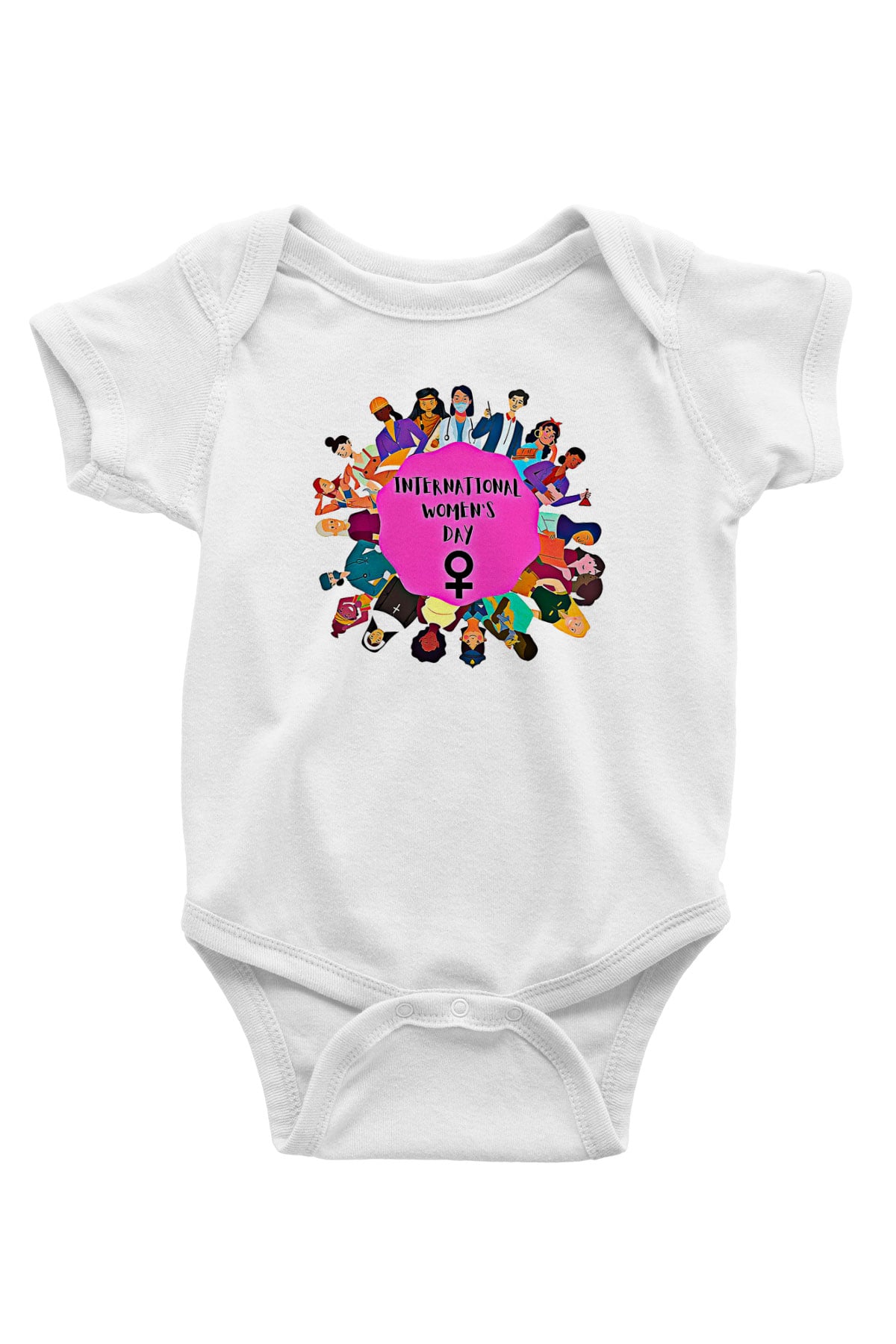 Kadınlar Günü Baskılı Beyaz Unisex Bebek Body - Zıbın