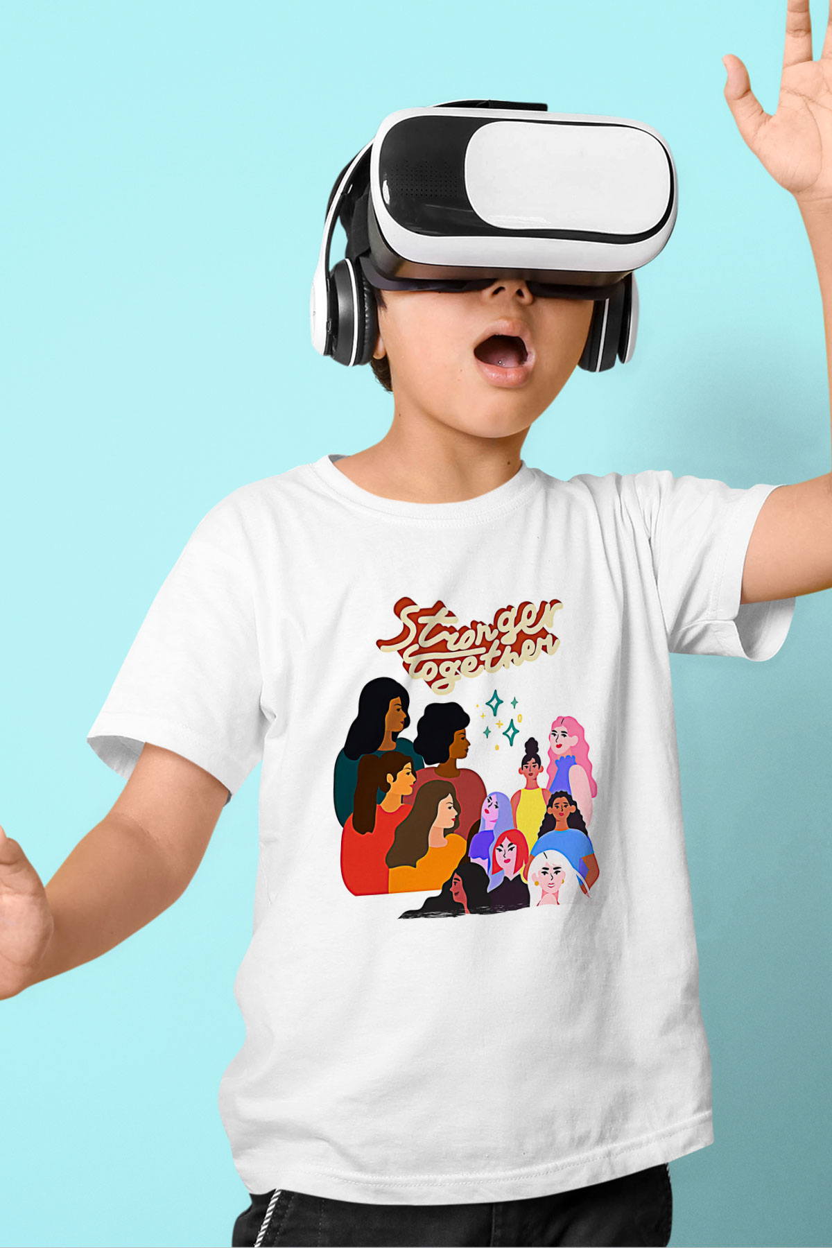 Kadınlar Günü Baskılı Beyaz Unisex Beyaz Çocuk Tişört - Tshirt