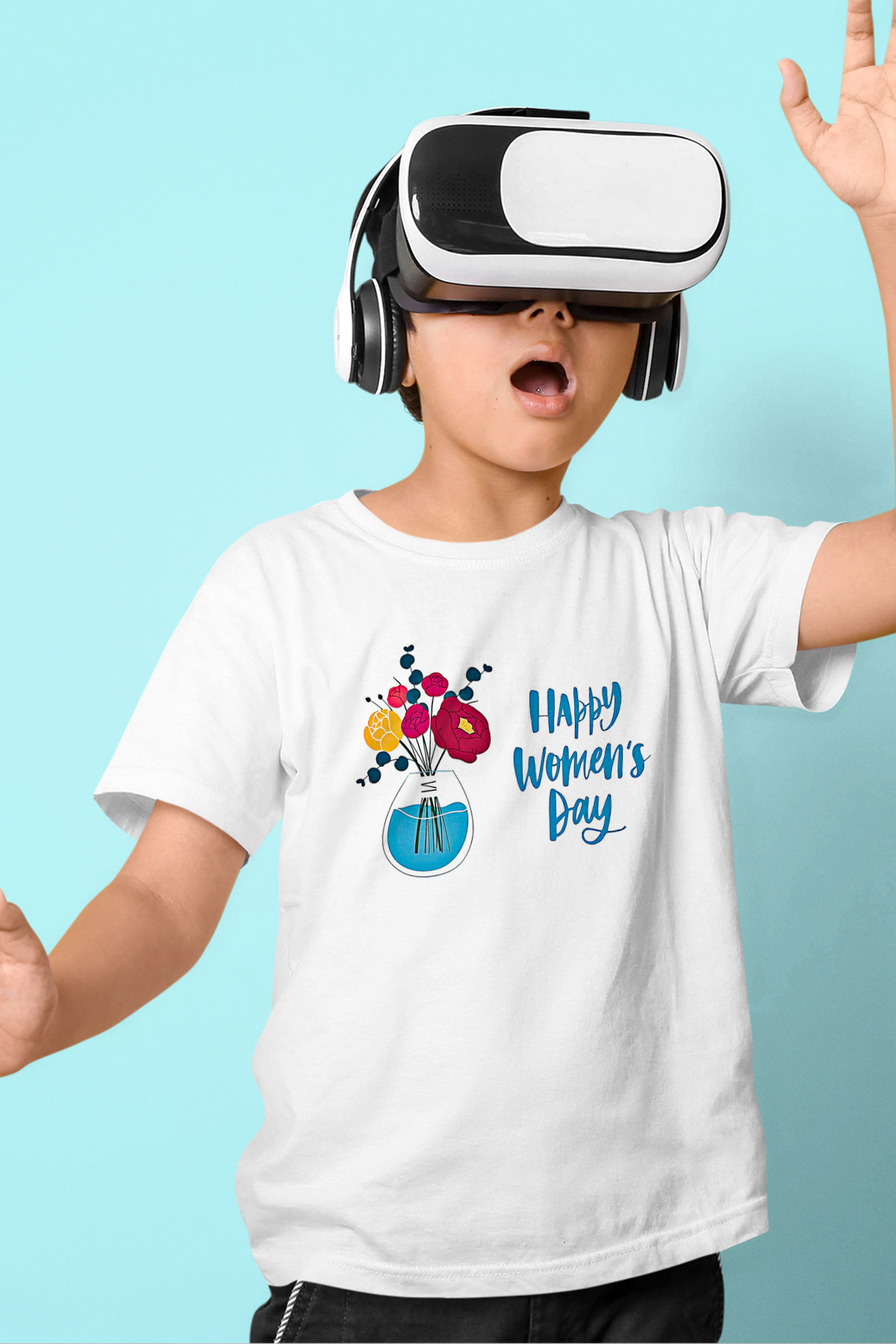 Kadınlar Günü Baskılı Beyaz Unisex Beyaz Çocuk Tişört - Tshirt